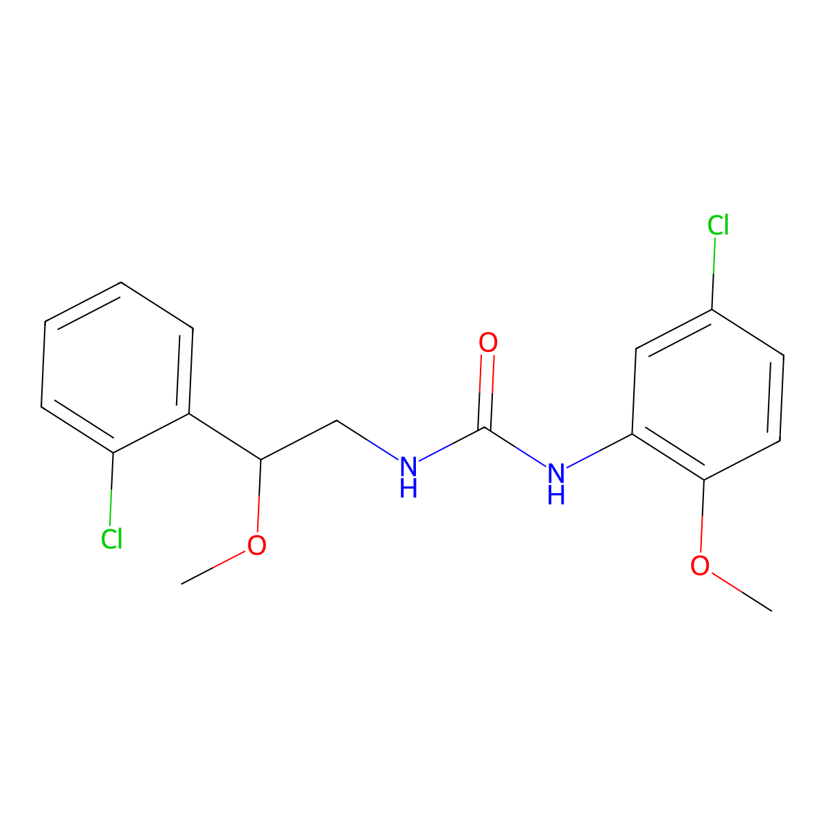 1-(5-Chloro-2-methoxyphenyl)-3-(2-(2-chlorophenyl)-2-methoxyethyl)urea molecular structure, CAS 1705846-18-9