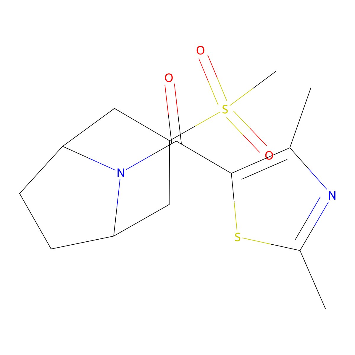 (2,4-dimethylthiazol-5-yl)((1R,5S)-3-(methylsulfonyl)-8-azabicyclo[3.2.1]octan-8-yl)methanone molecular structure, CAS 1705849-08-6