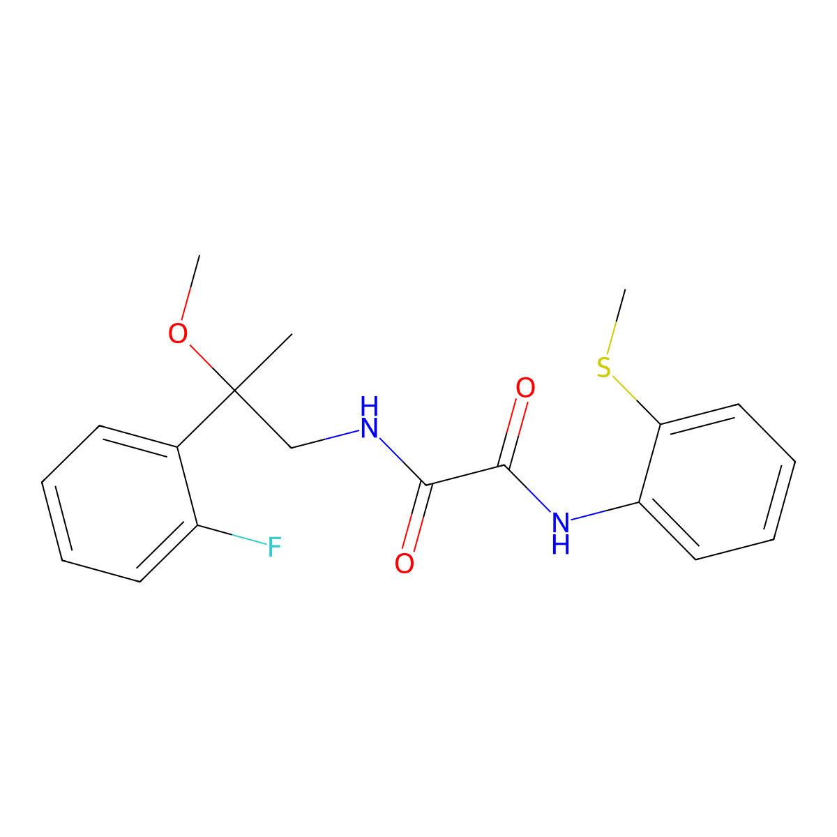 N1-(2-(2-fluorophenyl)-2-methoxypropyl)-N2-(2-(methylthio)phenyl)oxalamide molecular structure, CAS 1705849-10-0