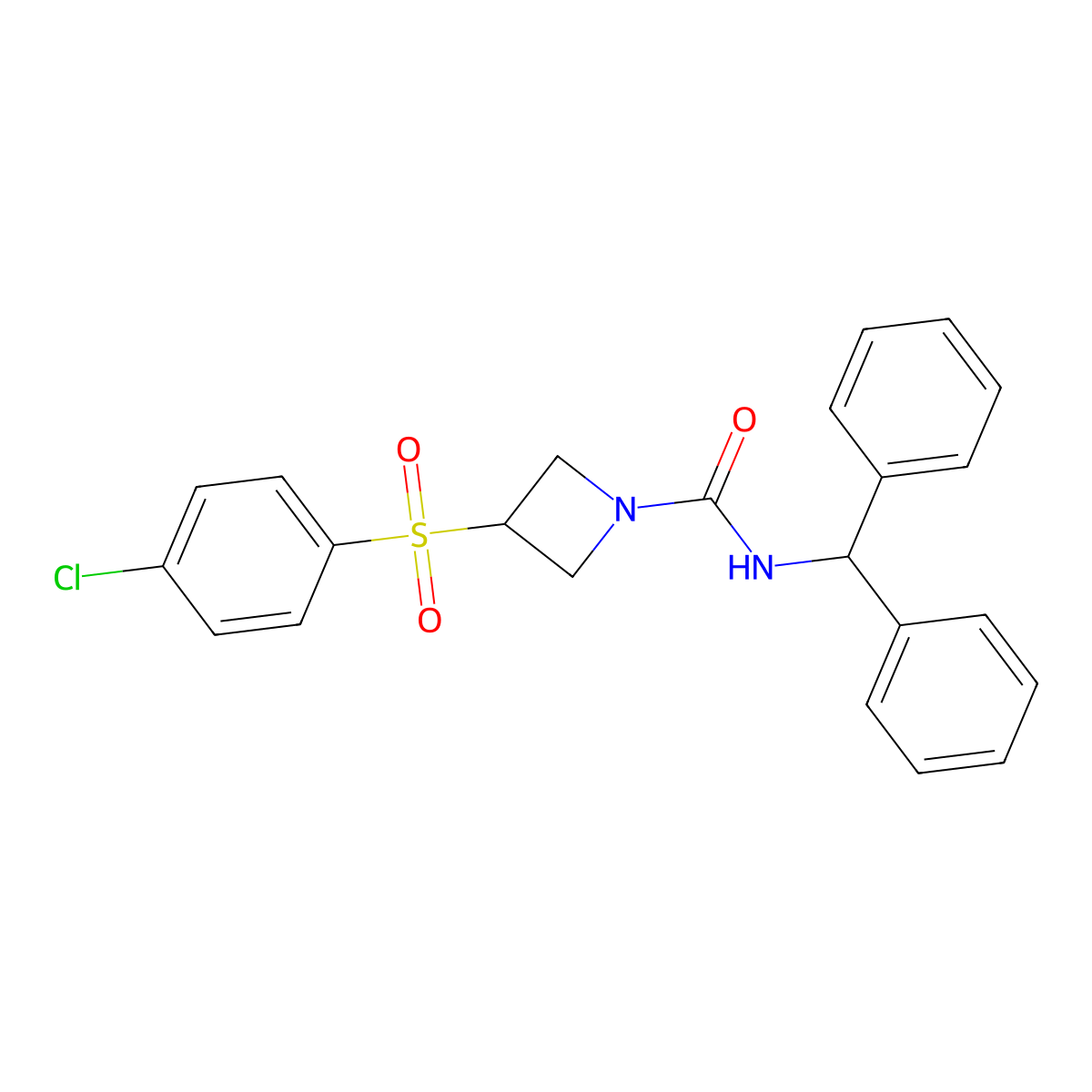 N-benzhydryl-3-((4-chlorophenyl)sulfonyl)azetidine-1-carboxamide molecular structure, CAS 1705849-11-1
