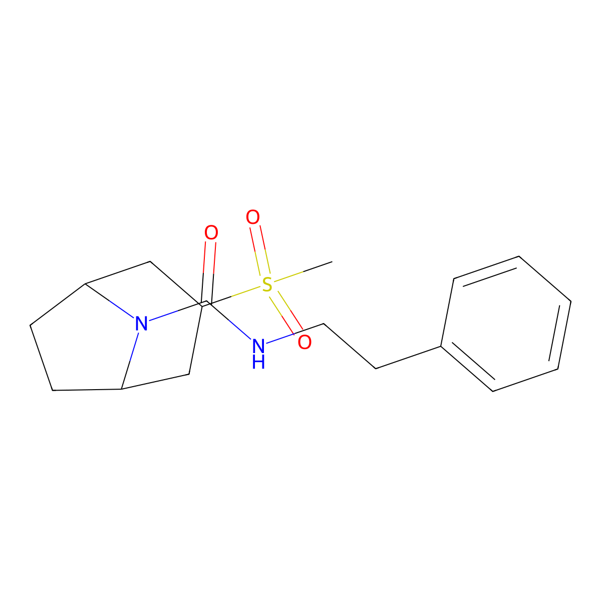 (1R,5S)-3-(methylsulfonyl)-N-phenethyl-8-azabicyclo[3.2.1]octane-8-carboxamide molecular structure, CAS 1705849-41-7