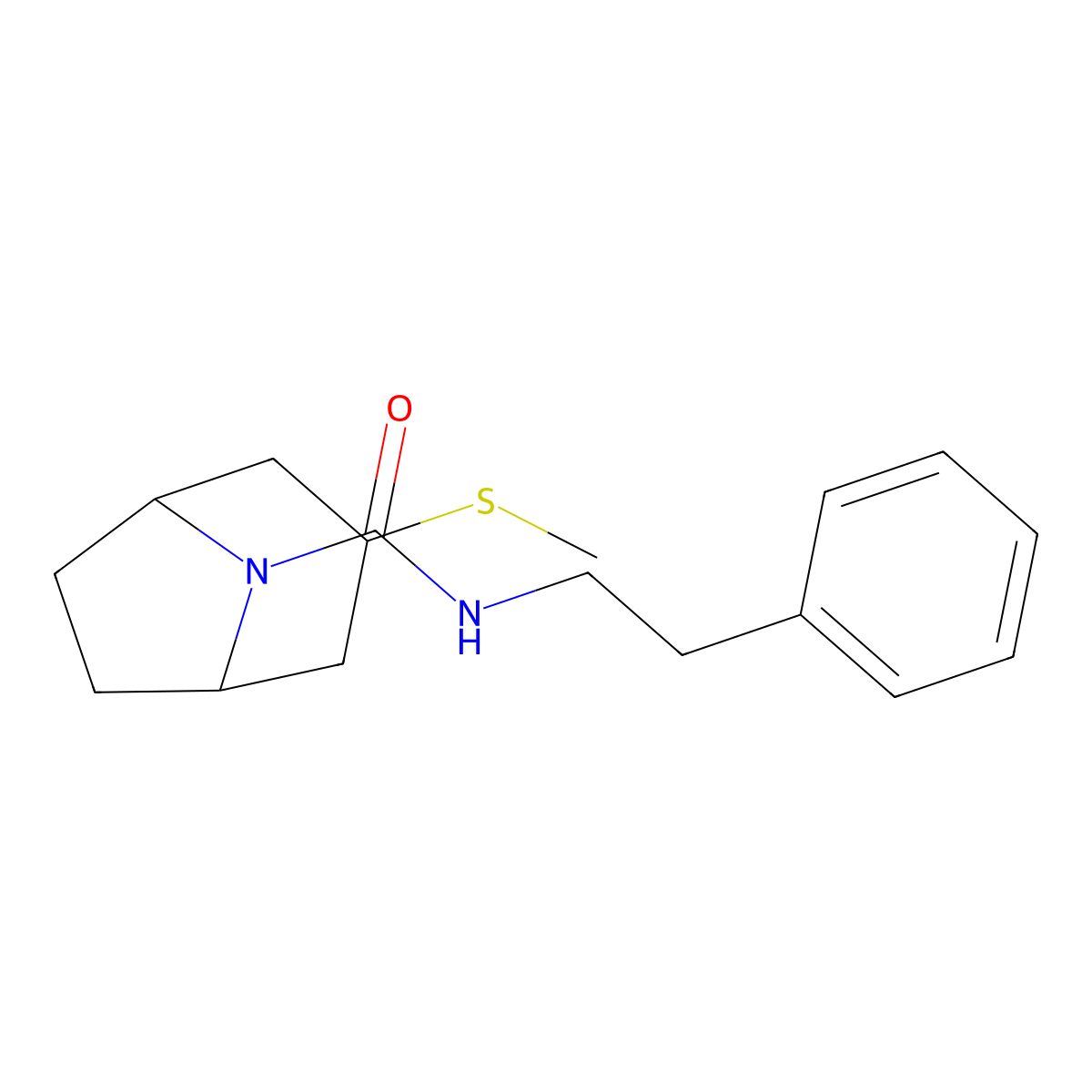 (1R,5S)-3-(methylthio)-N-phenethyl-8-azabicyclo[3.2.1]octane-8-carboxamide molecular structure, CAS 1705861-77-3
