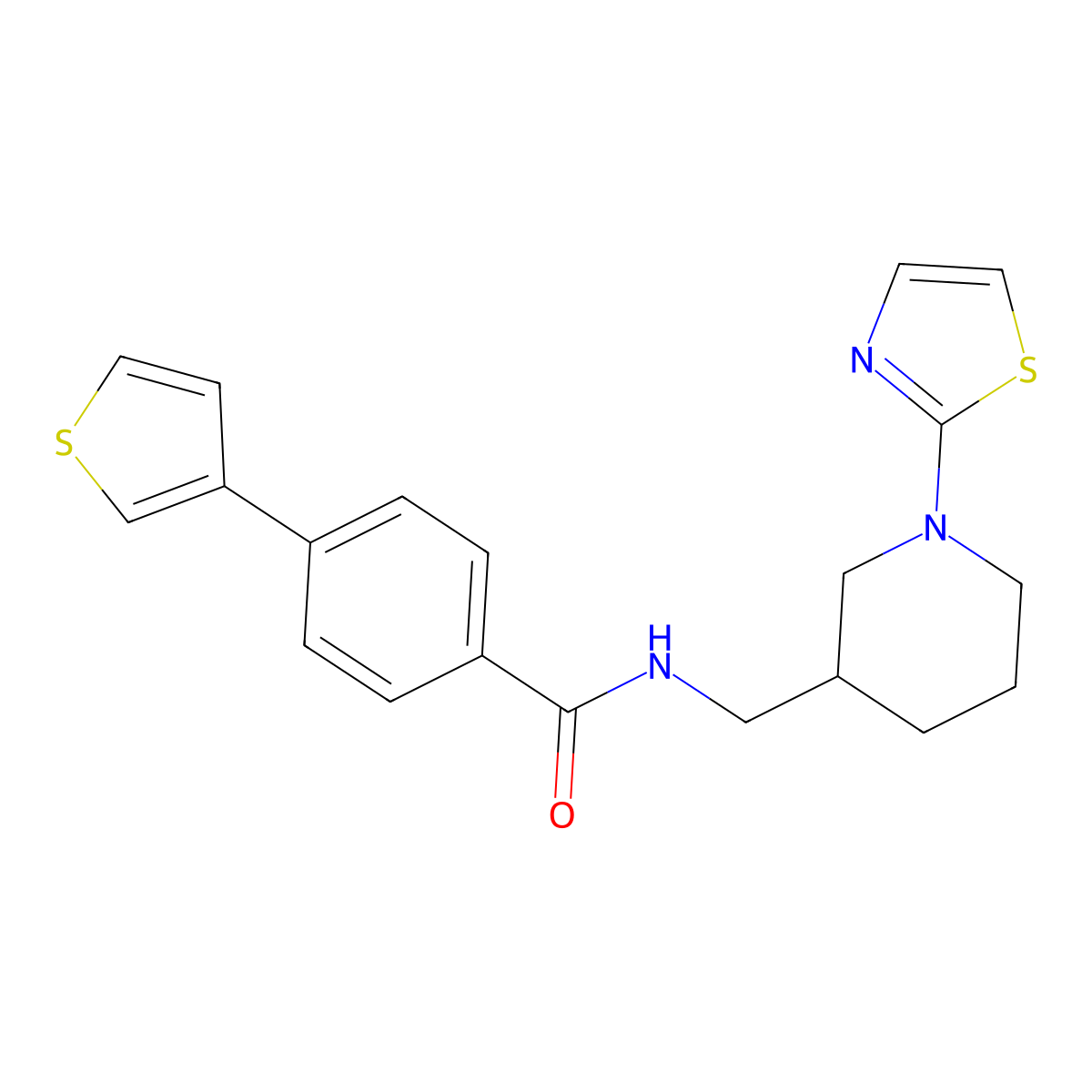 N-((1-(thiazol-2-yl)piperidin-3-yl)methyl)-4-(thiophen-3-yl)benzamide molecular structure, CAS 1705862-76-5