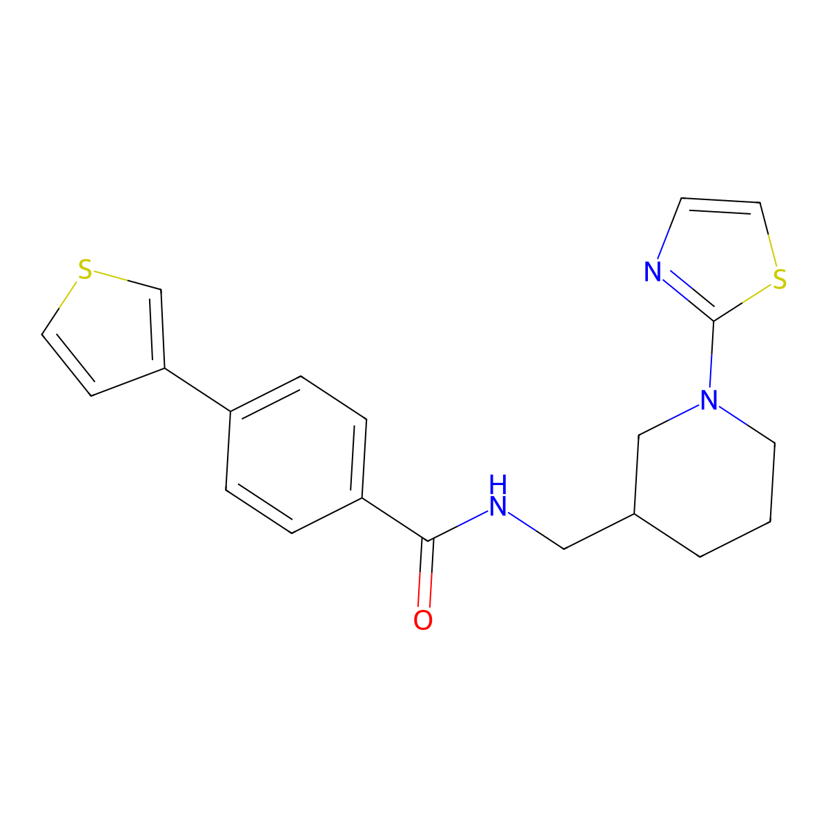 N-((1-(thiazol-2-yl)piperidin-3-yl)methyl)-4-(thiophen-3-yl)benzamide molecular structure, CAS 1705862-76-5