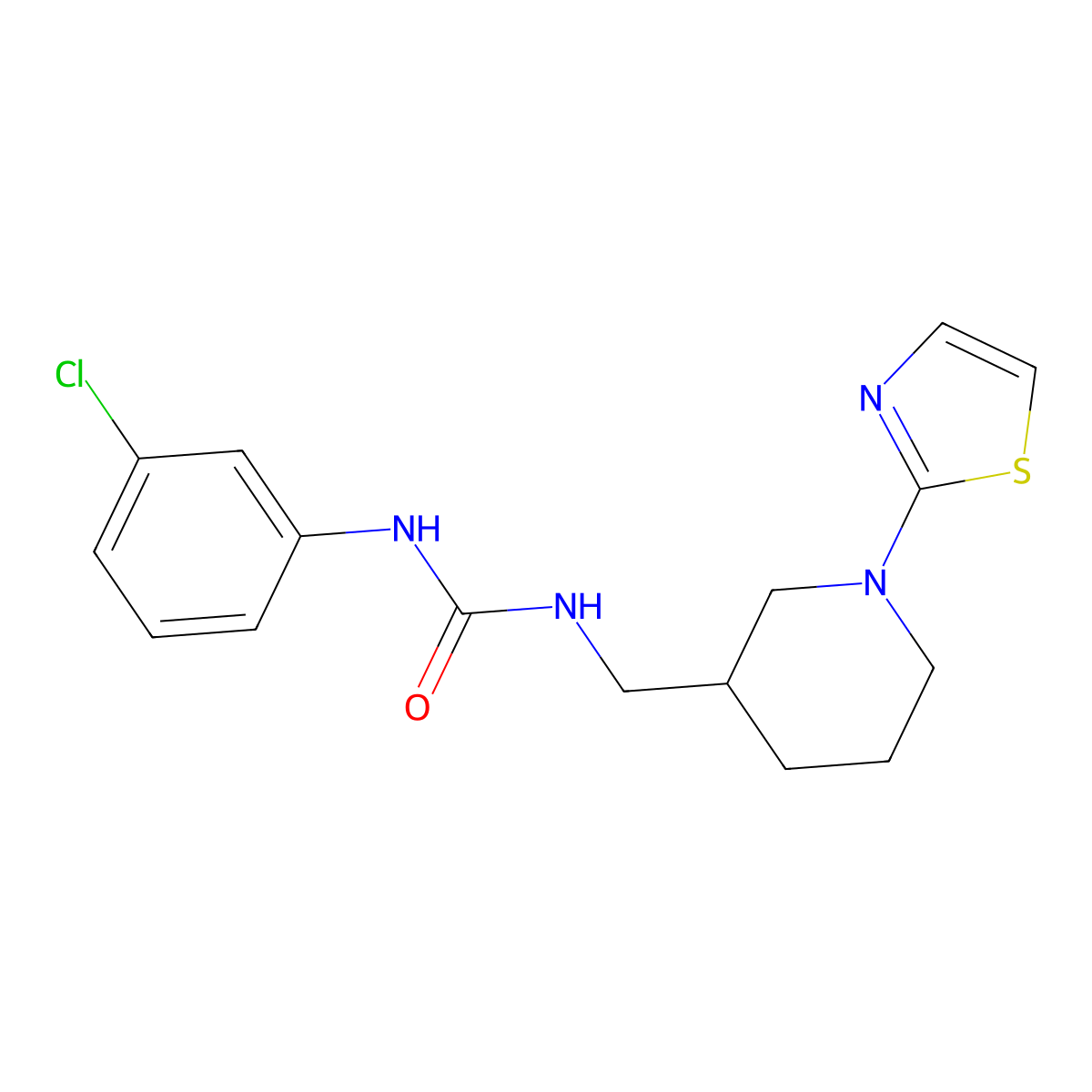 1-(3-Chlorophenyl)-3-((1-(thiazol-2-yl)piperidin-3-yl)methyl)urea molecular structure, CAS 1705863-56-4