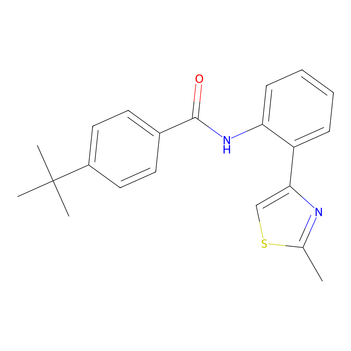 4-(tert-butyl)-N-(2-(2-methylthiazol-4-yl)phenyl)benzamide molecular structure, CAS 1705864-89-6