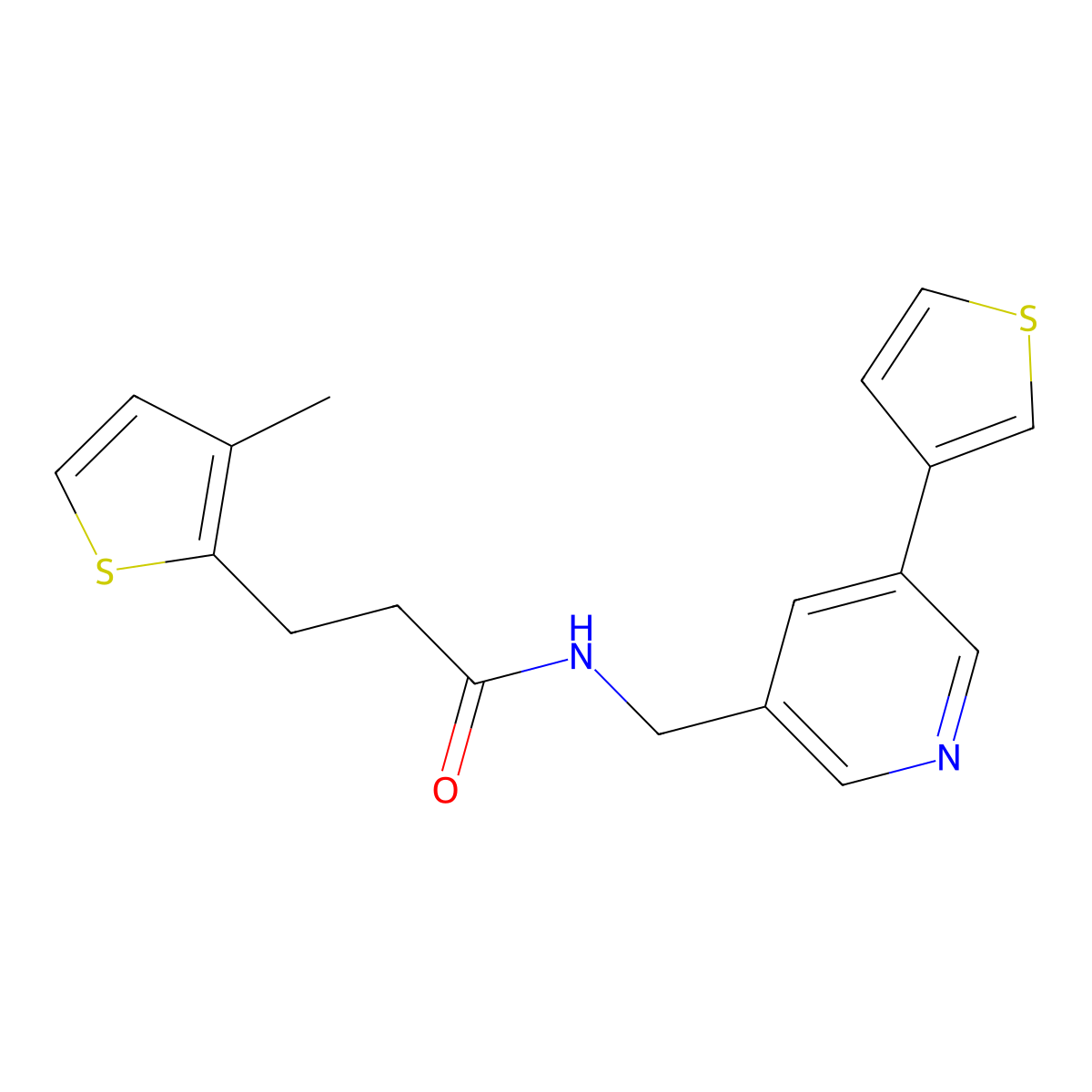 3-(3-methylthiophen-2-yl)-N-{[5-(thiophen-3-yl)pyridin-3-yl]methyl}propanamide molecular structure, CAS 1705864-92-1