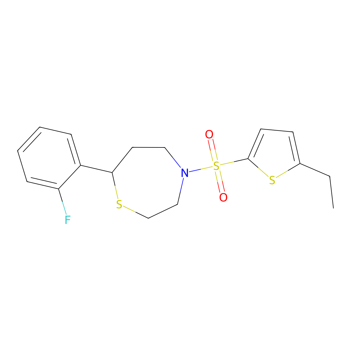 4-[(5-Ethylthiophen-2-yl)sulfonyl]-7-(2-fluorophenyl)-1,4-thiazepane molecular structure, CAS 1705866-49-4
