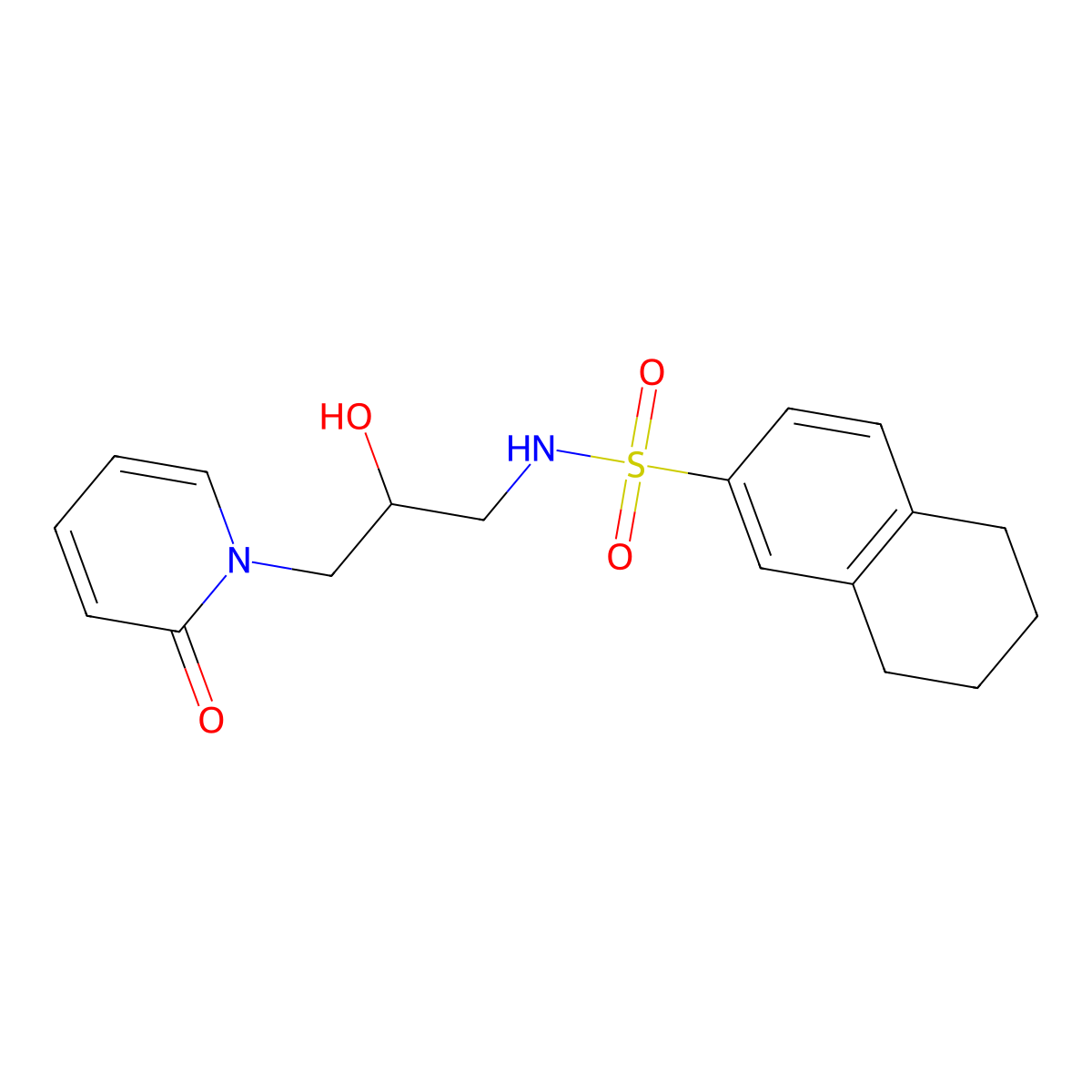 N-(2-hydroxy-3-(2-oxopyridin-1(2H)-yl)propyl)-5,6,7,8-tetrahydronaphthalene-2-sulfonamide molecular structure, CAS 1705867-10-2