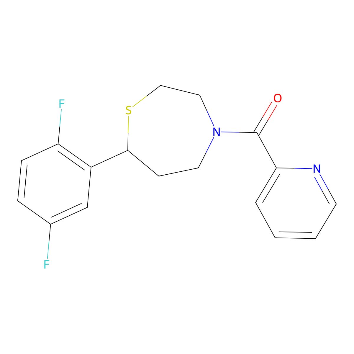 (7-(2,5-Difluorophenyl)-1,4-thiazepan-4-yl)(pyridin-2-yl)methanone molecular structure, CAS 1705869-38-0