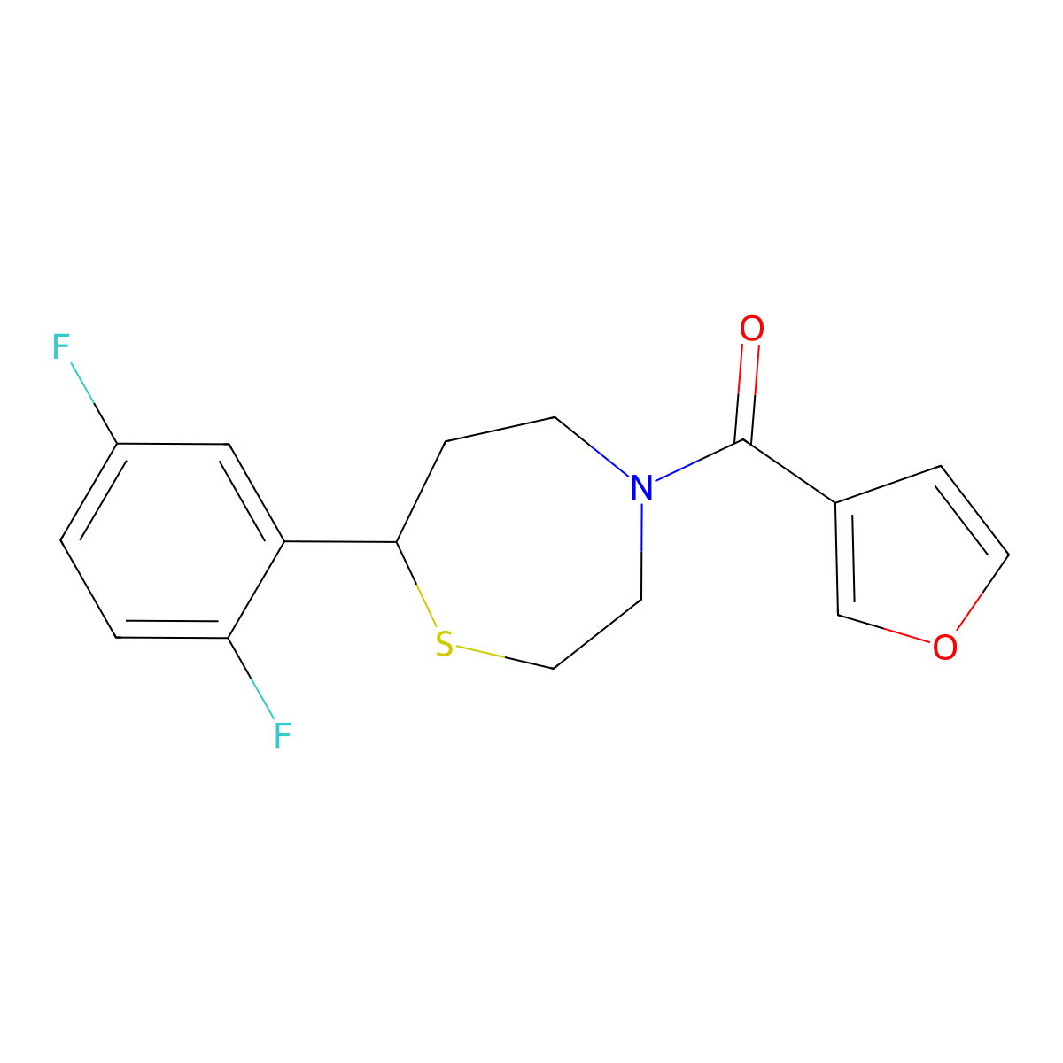 (7-(2,5-Difluorophenyl)-1,4-thiazepan-4-yl)(furan-3-yl)methanone molecular structure, CAS 1705869-47-1