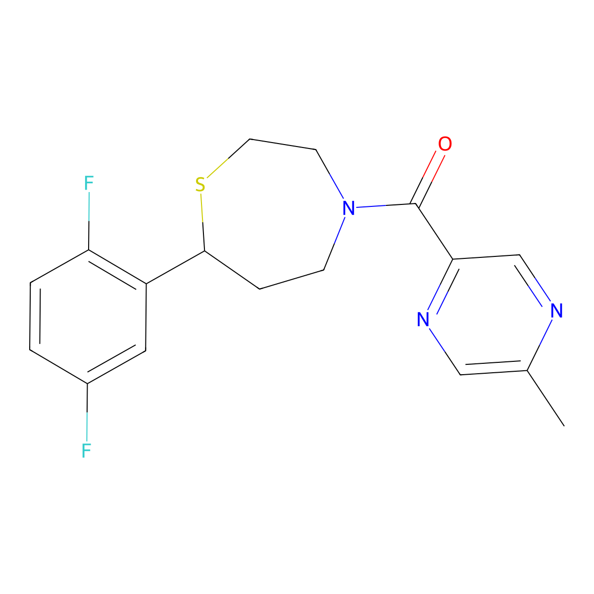 (7-(2,5-Difluorophenyl)-1,4-thiazepan-4-yl)(5-methylpyrazin-2-yl)methanone molecular structure, CAS 1705869-78-8