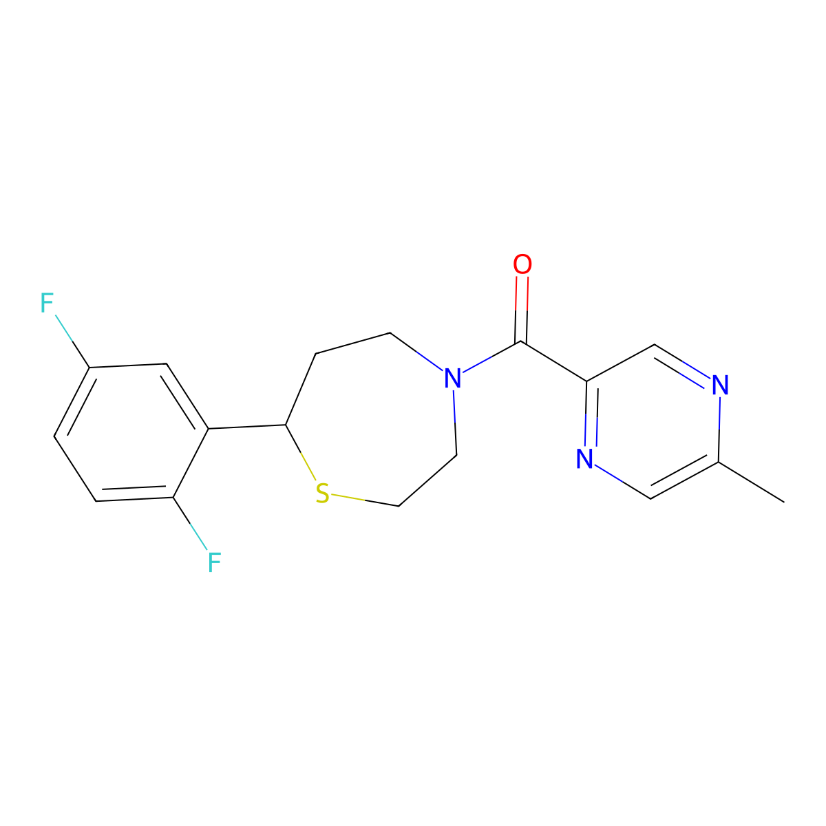 (7-(2,5-Difluorophenyl)-1,4-thiazepan-4-yl)(5-methylpyrazin-2-yl)methanone molecular structure, CAS 1705869-78-8