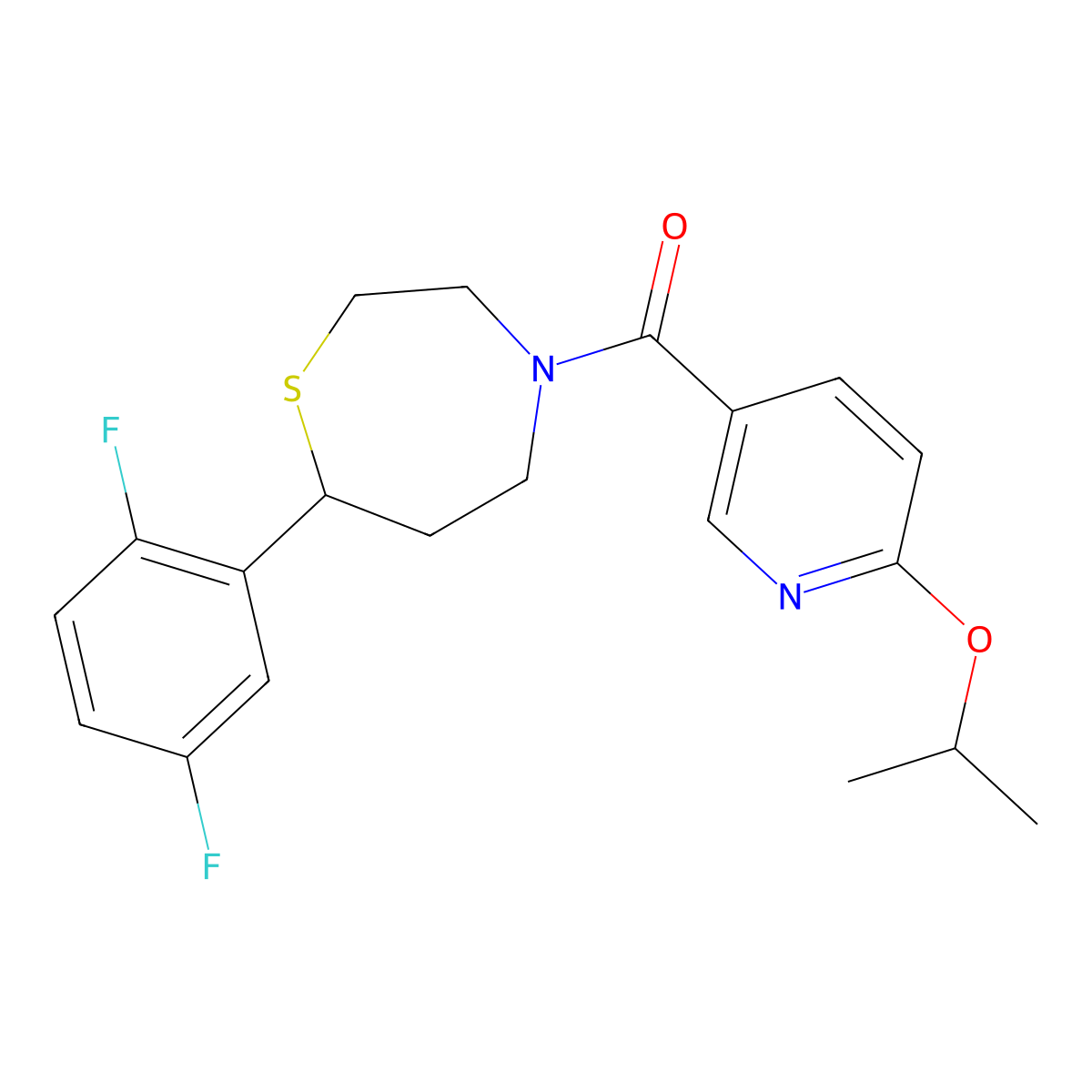 (7-(2,5-Difluorophenyl)-1,4-thiazepan-4-yl)(6-isopropoxypyridin-3-yl)methanone molecular structure, CAS 1705869-94-8