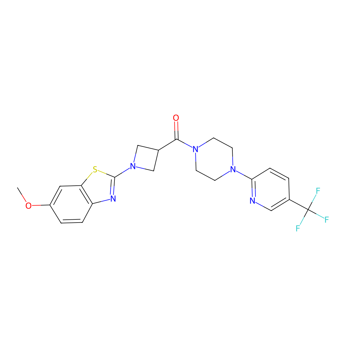 (1-(6-Methoxybenzo[d]thiazol-2-yl)azetidin-3-yl)(4-(5-(trifluoromethyl)pyridin-2-yl)piperazin-1-yl)methanone molecular structure, CAS 1705870-98-9