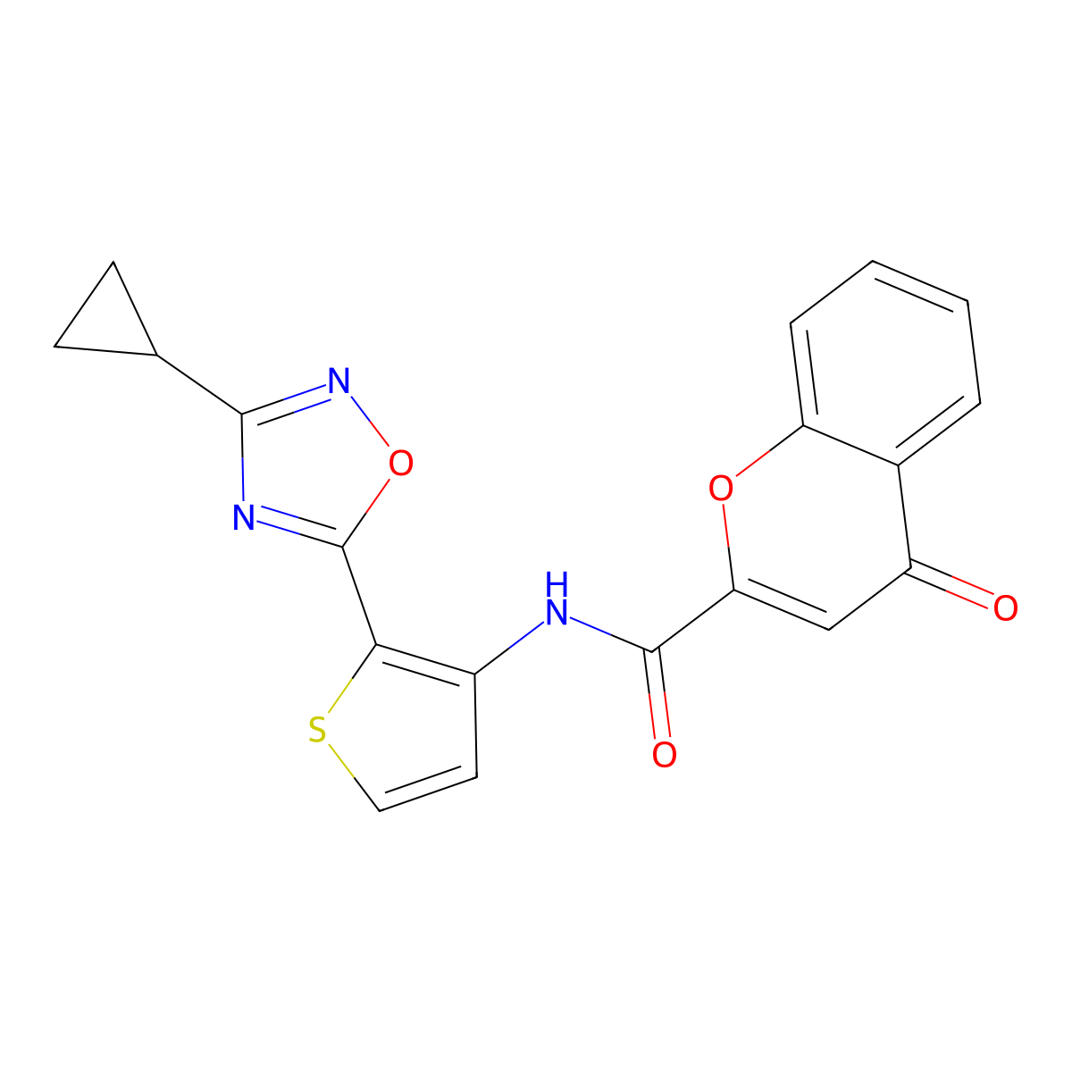 N-[2-(3-cyclopropyl-1,2,4-oxadiazol-5-yl)thiophen-3-yl]-4-oxo-4H-chromene-2-carboxamide molecular structure, CAS 1705871-25-5