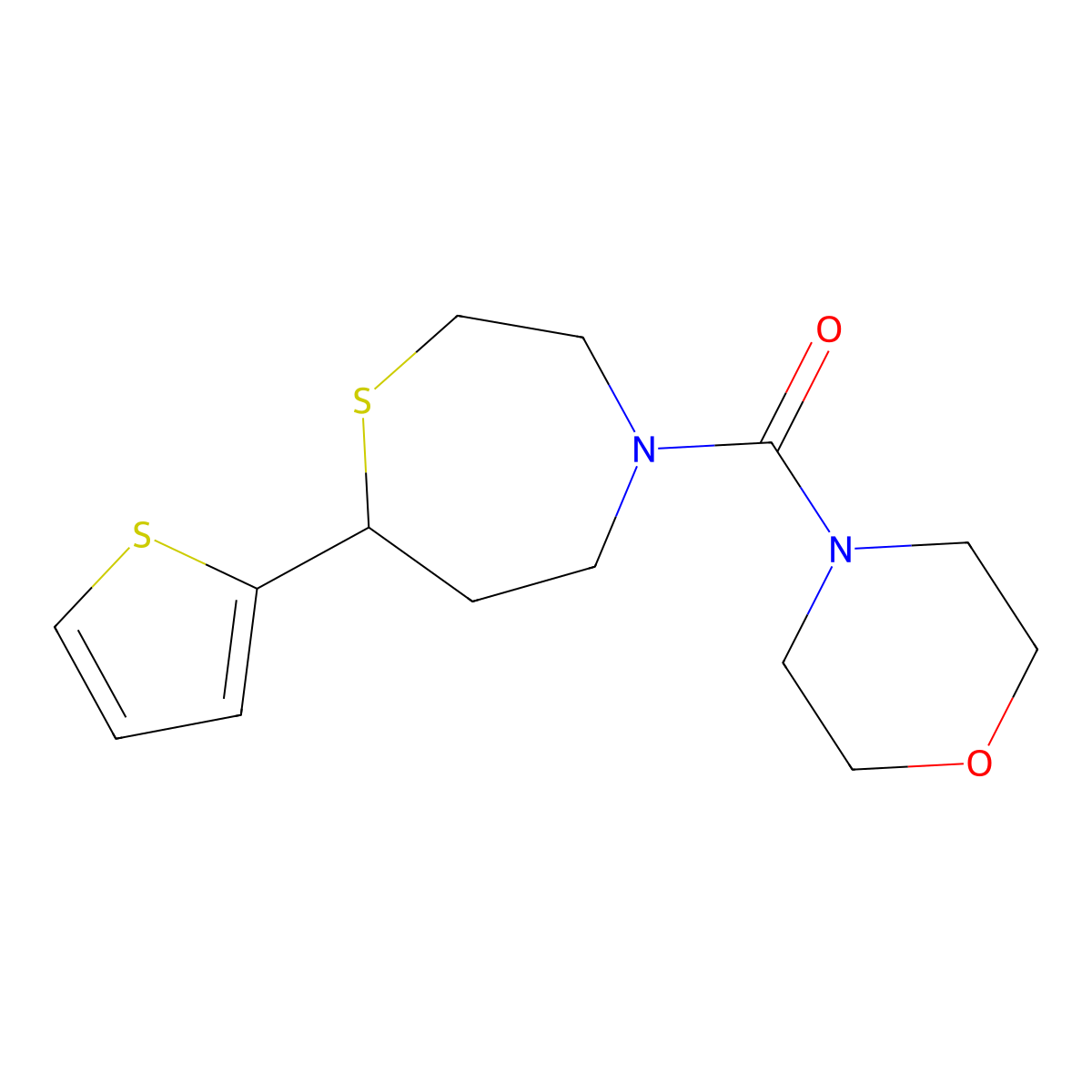 Morpholino(7-(thiophen-2-yl)-1,4-thiazepan-4-yl)methanone molecular structure, CAS 1705873-13-7