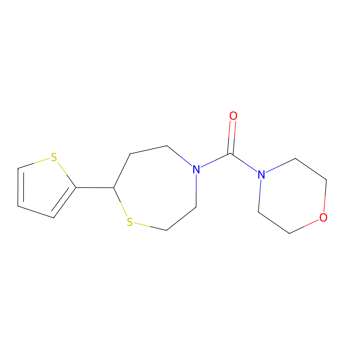 Morpholino(7-(thiophen-2-yl)-1,4-thiazepan-4-yl)methanone molecular structure, CAS 1705873-13-7