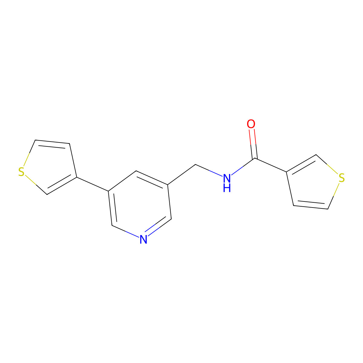 N-((5-(thiophen-3-yl)pyridin-3-yl)methyl)thiophene-3-carboxamide molecular structure, CAS 1705881-37-3