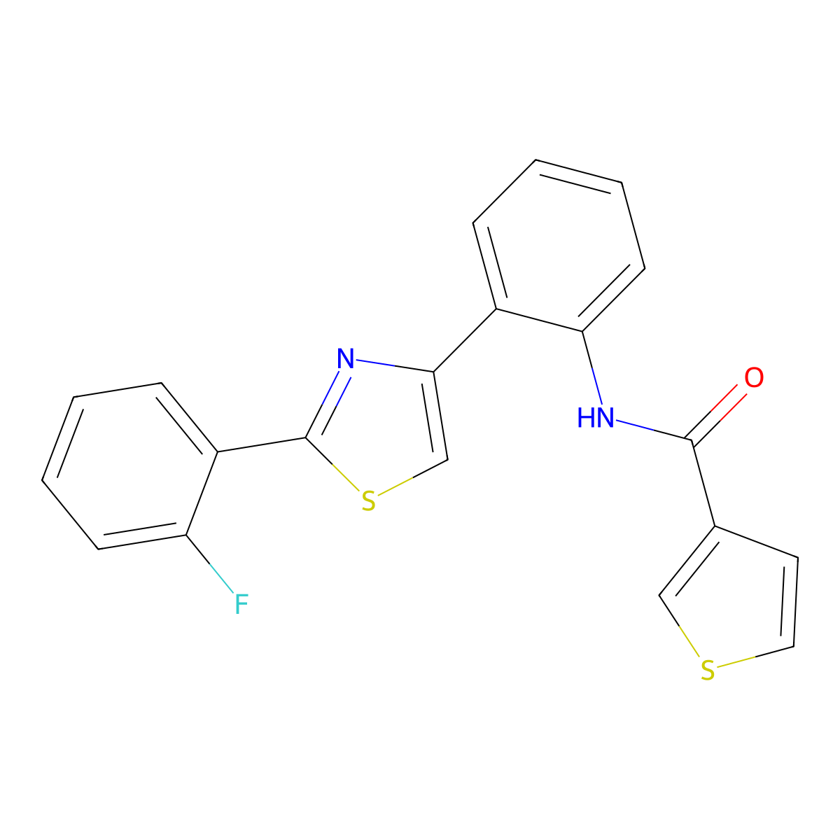 N-(2-(2-(2-fluorophenyl)thiazol-4-yl)phenyl)thiophene-3-carboxamide molecular structure, CAS 1705881-70-4