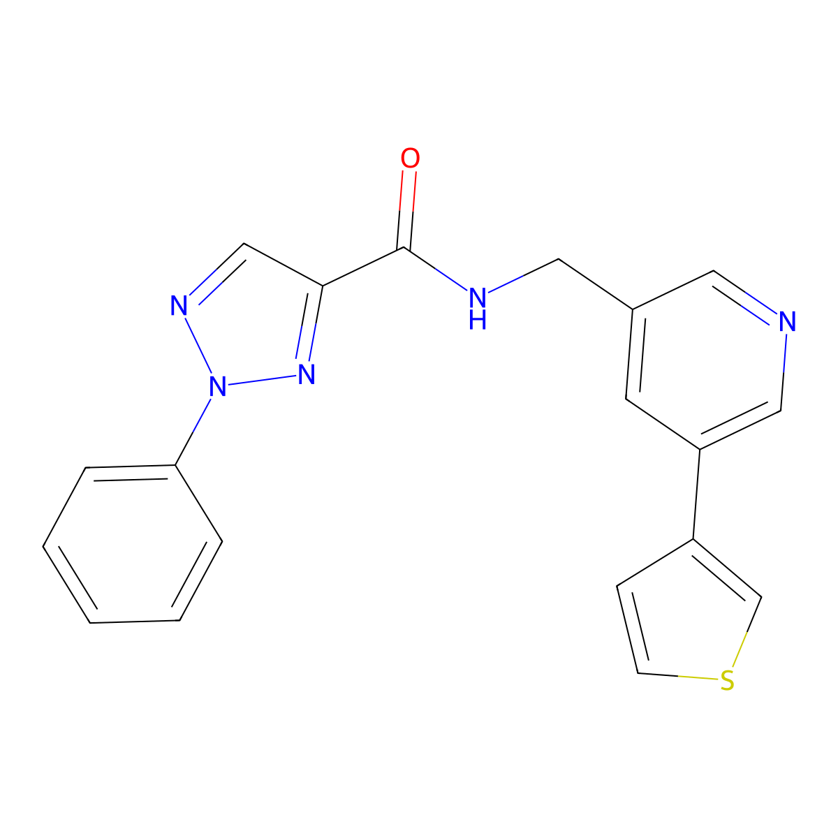2-phenyl-N-((5-(thiophen-3-yl)pyridin-3-yl)methyl)-2H-1,2,3-triazole-4-carboxamide molecular structure, CAS 1705881-94-2