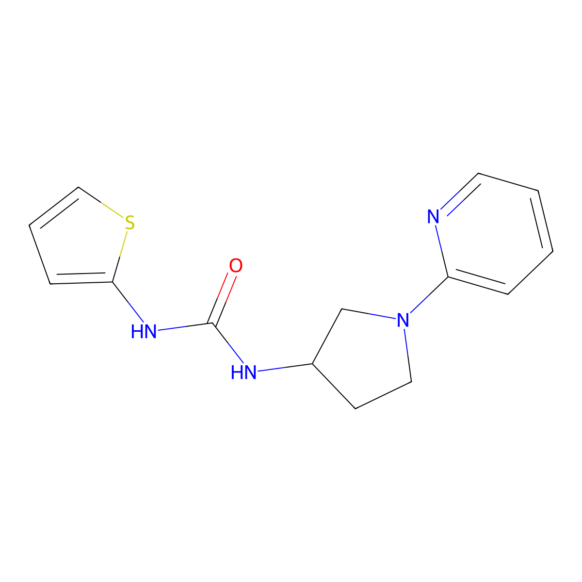 1-(1-(Pyridin-2-yl)pyrrolidin-3-yl)-3-(thiophen-2-yl)urea molecular structure, CAS 1705882-04-7