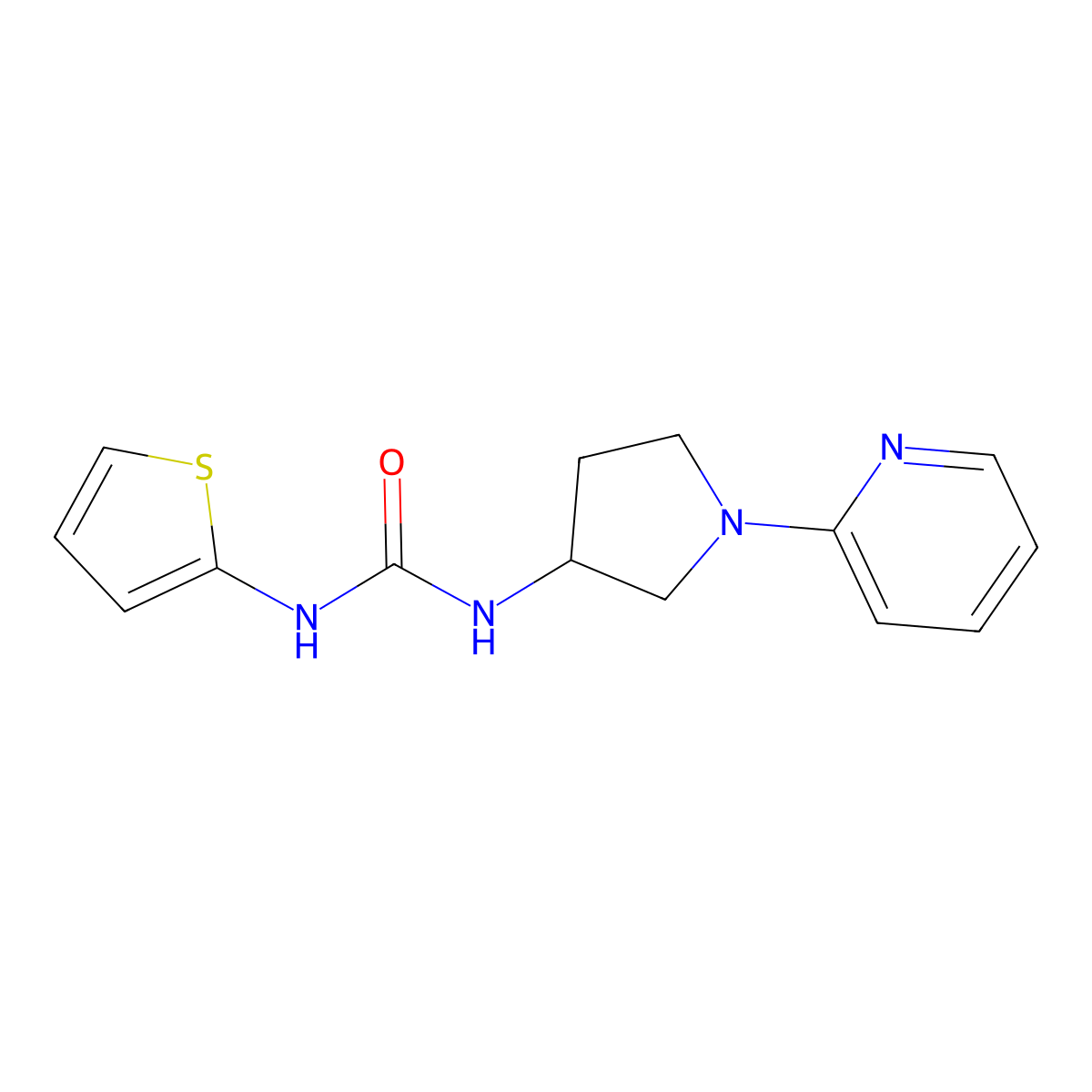 1-(1-(Pyridin-2-yl)pyrrolidin-3-yl)-3-(thiophen-2-yl)urea molecular structure, CAS 1705882-04-7