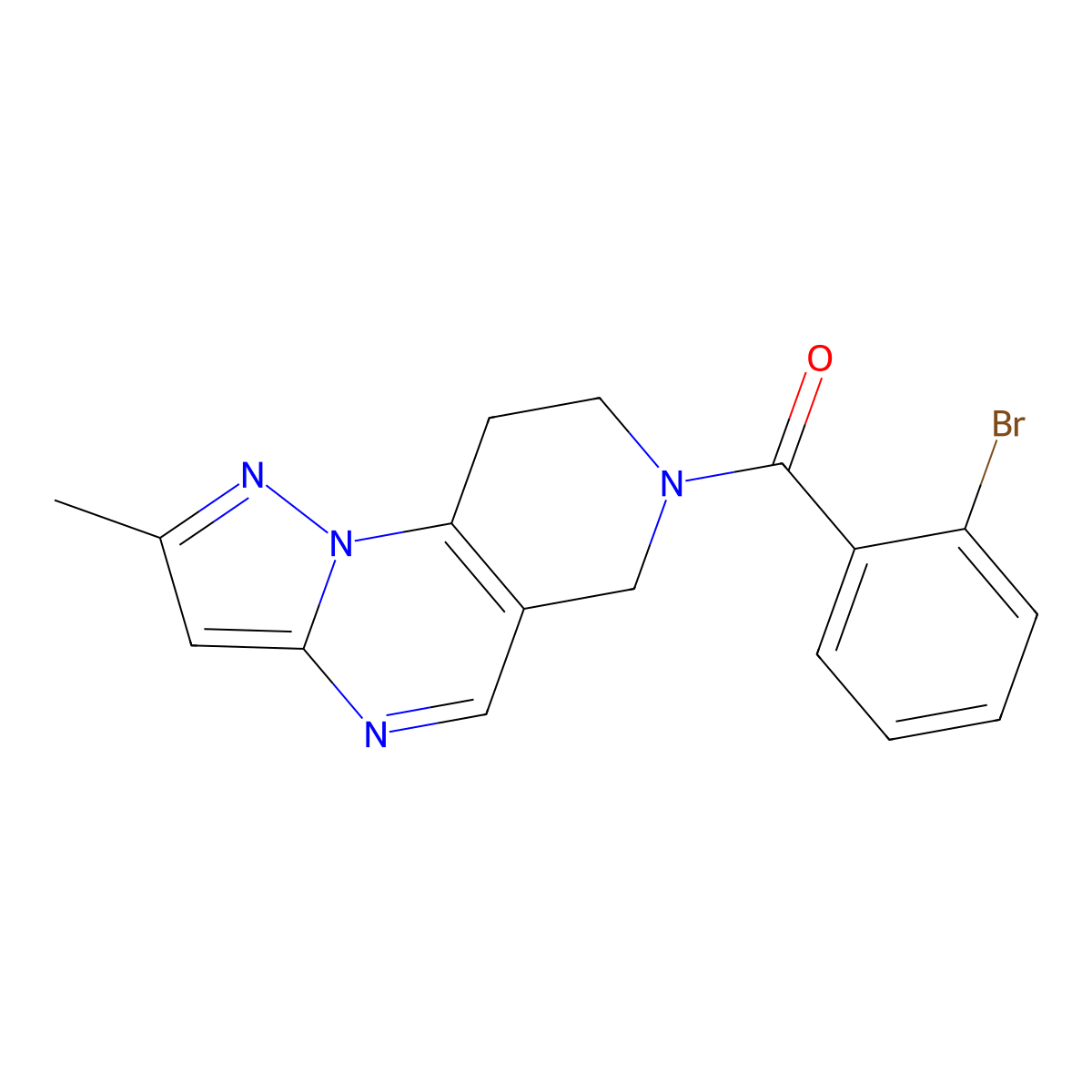 (2-bromophenyl)(2-methyl-8,9-dihydropyrazolo[1,5-a]pyrido[3,4-e]pyrimidin-7(6H)-yl)methanone molecular structure, CAS 1705882-40-1