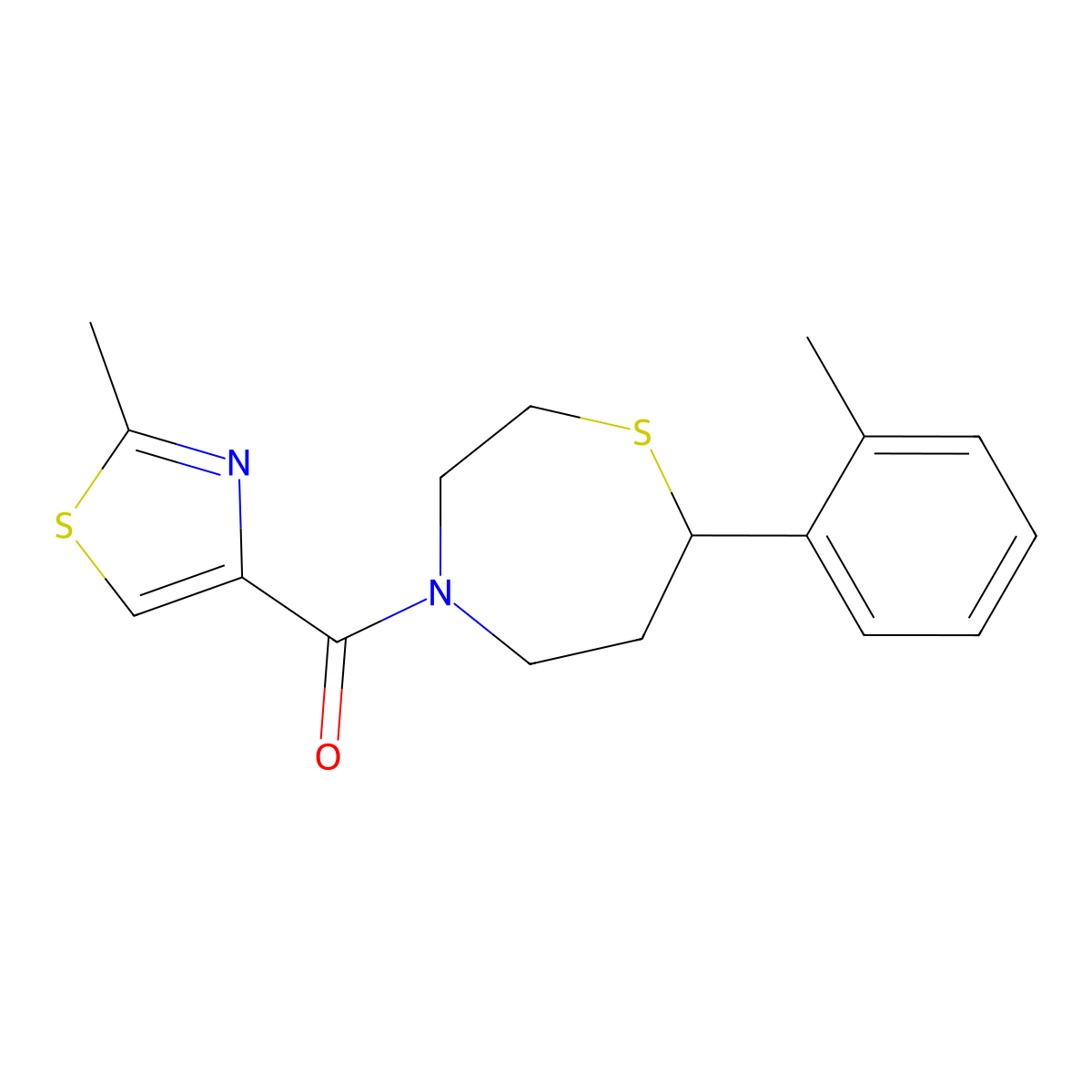 (2-Methylthiazol-4-yl)(7-(o-tolyl)-1,4-thiazepan-4-yl)methanone molecular structure, CAS 1705882-69-4