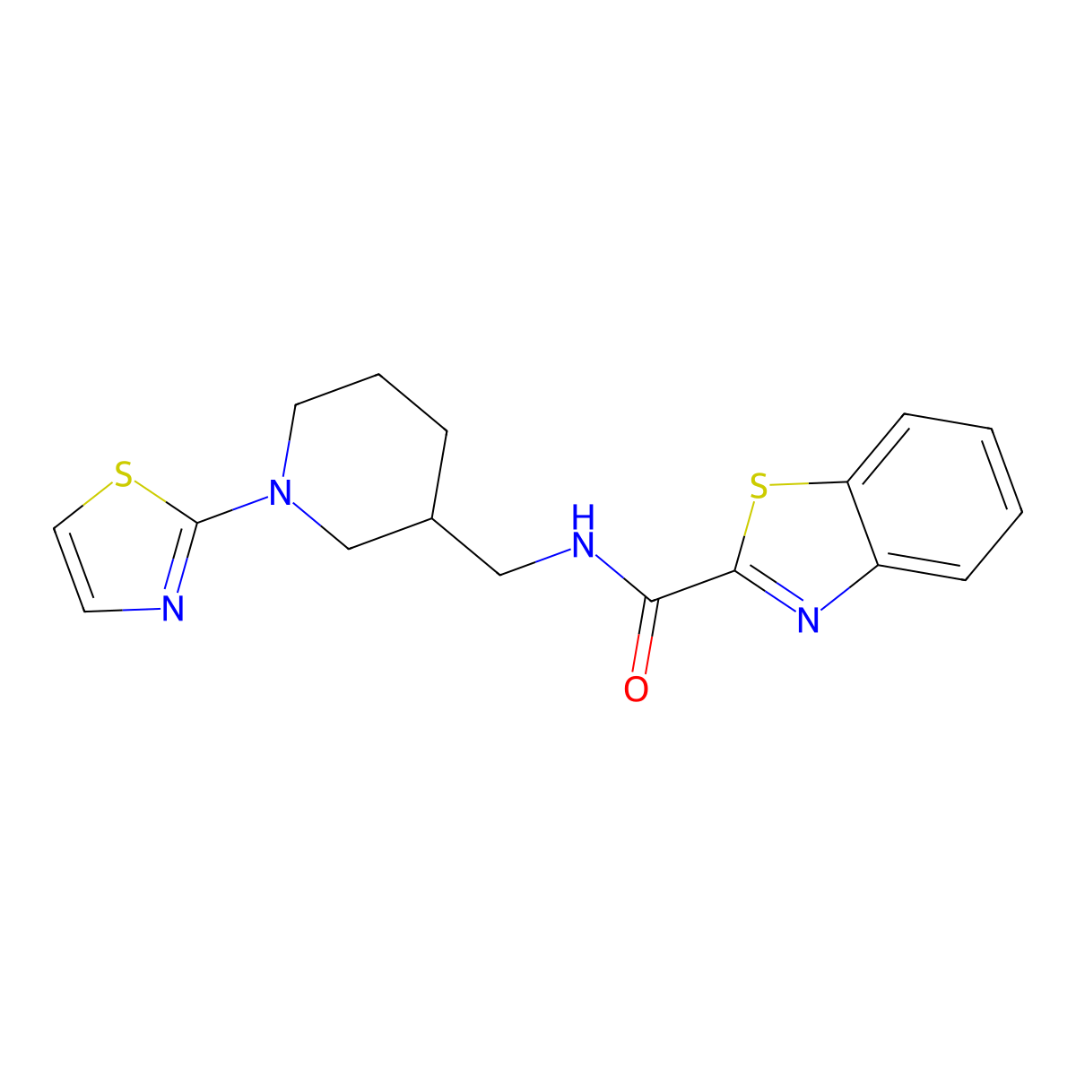 N-((1-(thiazol-2-yl)piperidin-3-yl)methyl)benzo[d]thiazole-2-carboxamide molecular structure, CAS 1705883-09-5