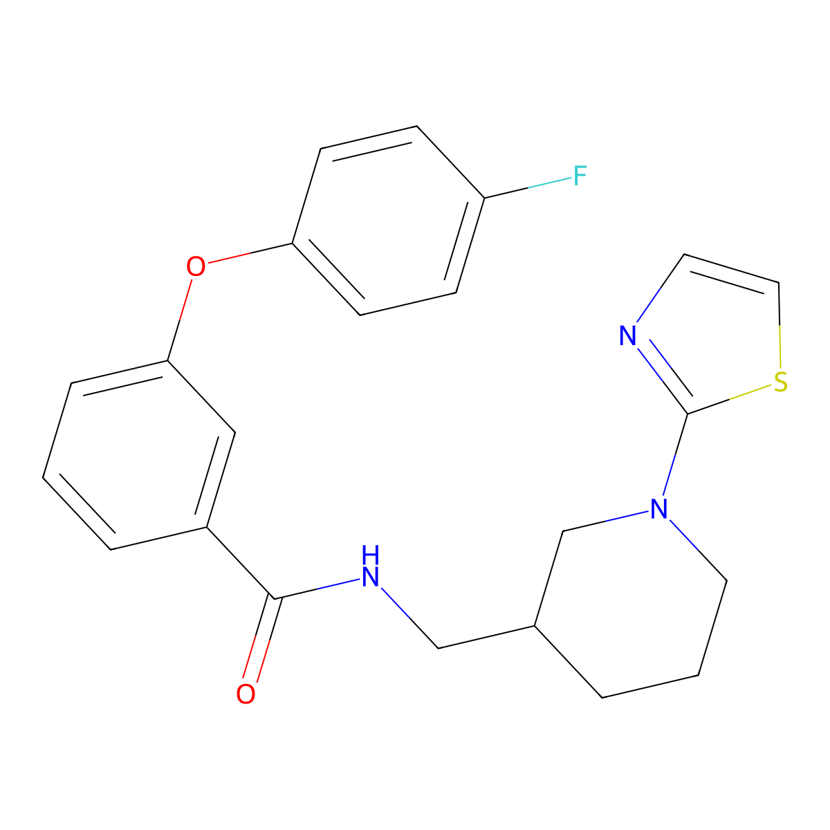 3-(4-fluorophenoxy)-N-((1-(thiazol-2-yl)piperidin-3-yl)methyl)benzamide molecular structure, CAS 1705883-64-2