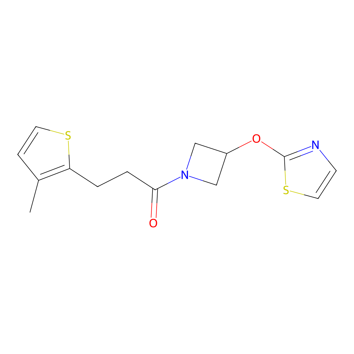 3-(3-Methylthiophen-2-yl)-1-(3-(thiazol-2-yloxy)azetidin-1-yl)propan-1-one molecular structure, CAS 1705885-10-4