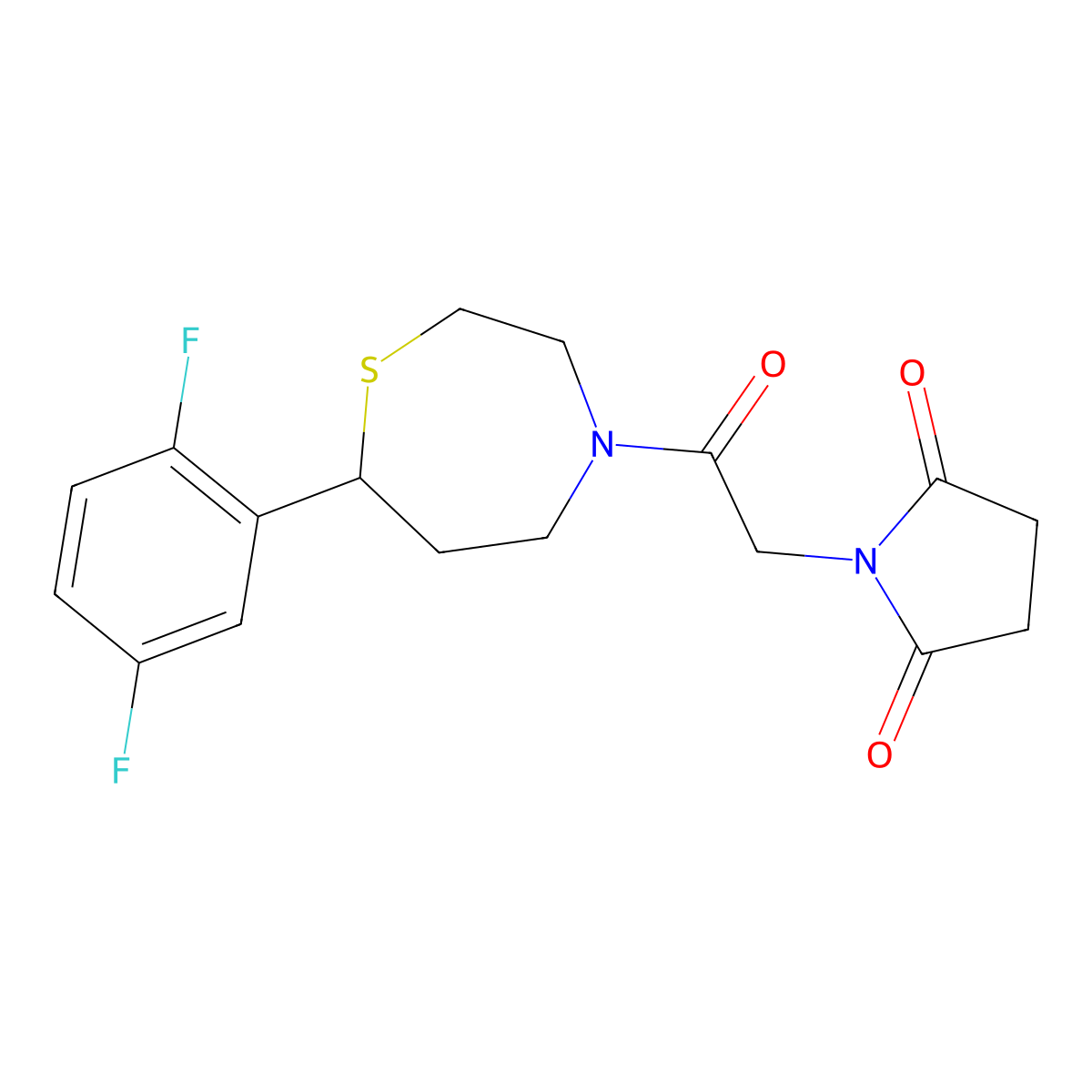 1-{2-[7-(2,5-Difluorophenyl)-1,4-thiazepan-4-yl]-2-oxoethyl}pyrrolidine-2,5-dione molecular structure, CAS 1705885-17-1