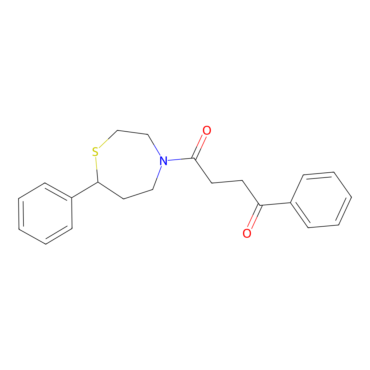 1-Phenyl-4-(7-phenyl-1,4-thiazepan-4-yl)butane-1,4-dione molecular structure, CAS 1705885-30-8