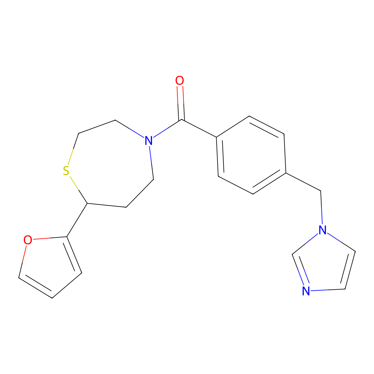 (4-((1H-imidazol-1-yl)methyl)phenyl)(7-(furan-2-yl)-1,4-thiazepan-4-yl)methanone molecular structure, CAS 1705885-51-3