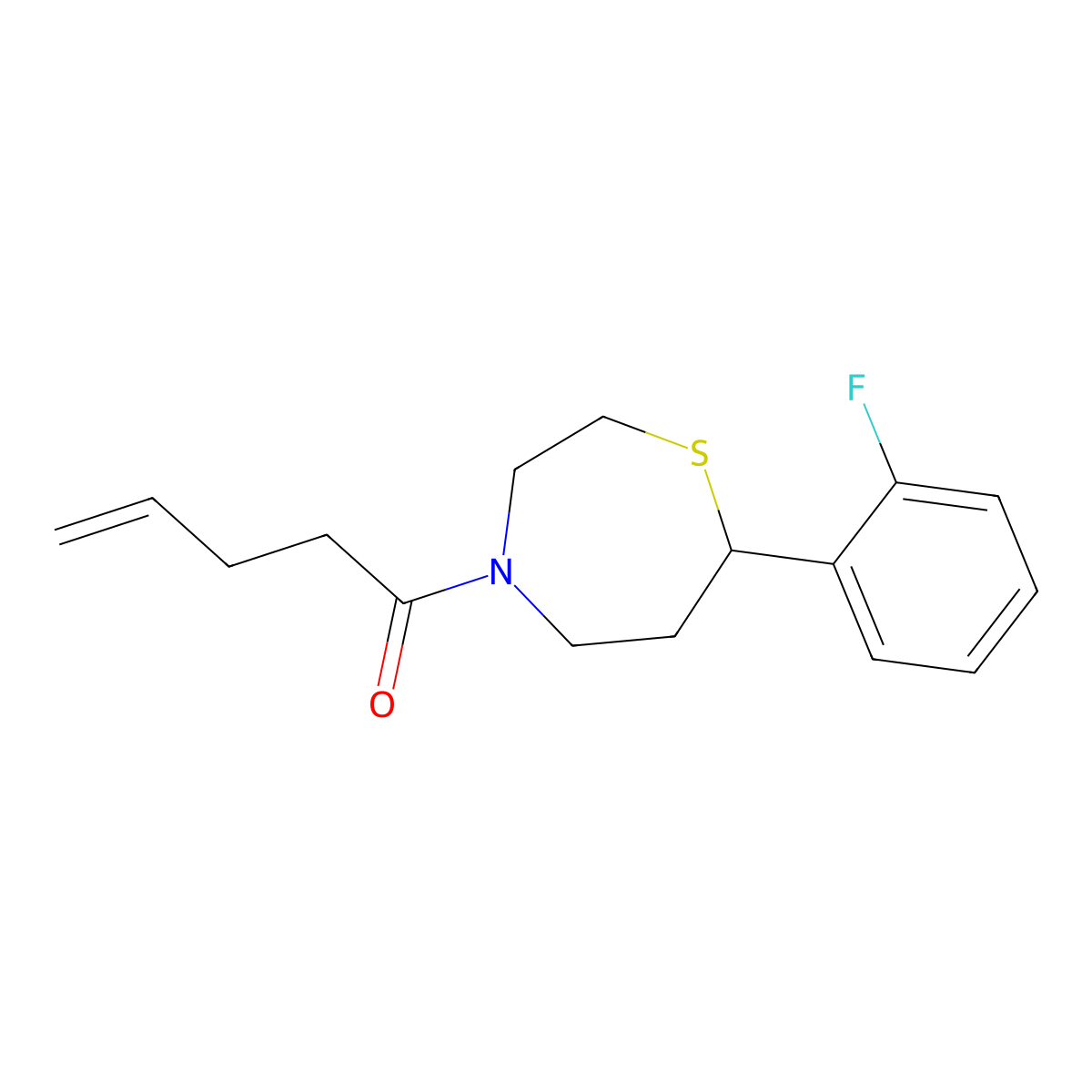 1-[7-(2-Fluorophenyl)-1,4-thiazepan-4-yl]pent-4-en-1-one molecular structure, CAS 1705888-34-1