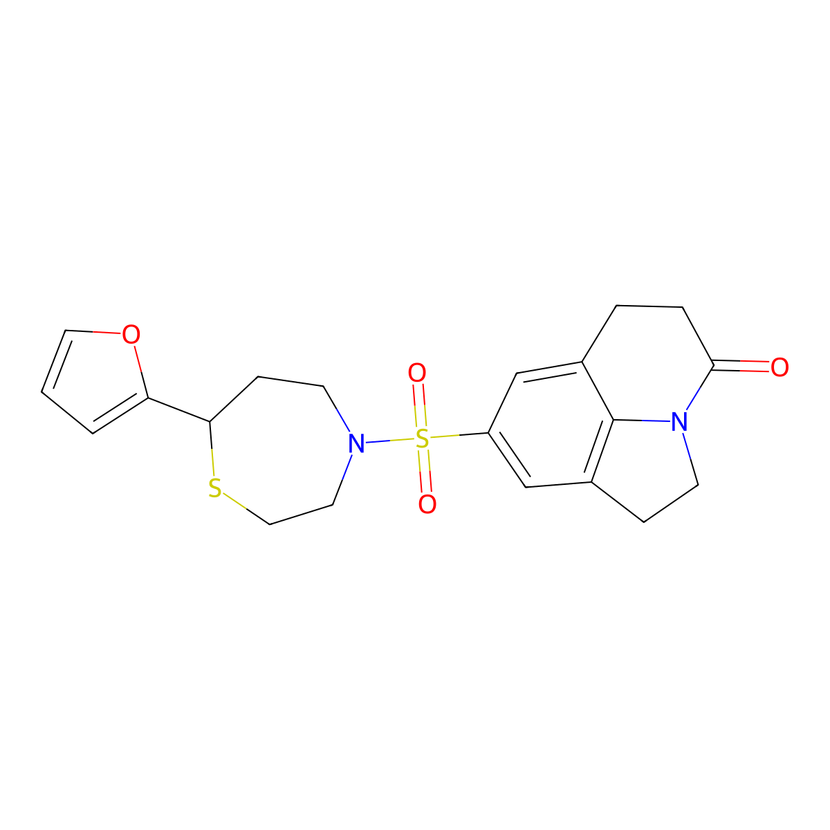 8-((7-(furan-2-yl)-1,4-thiazepan-4-yl)sulfonyl)-5,6-dihydro-1H-pyrrolo[3,2,1-ij]quinolin-4(2H)-one molecular structure, CAS 1705889-61-7