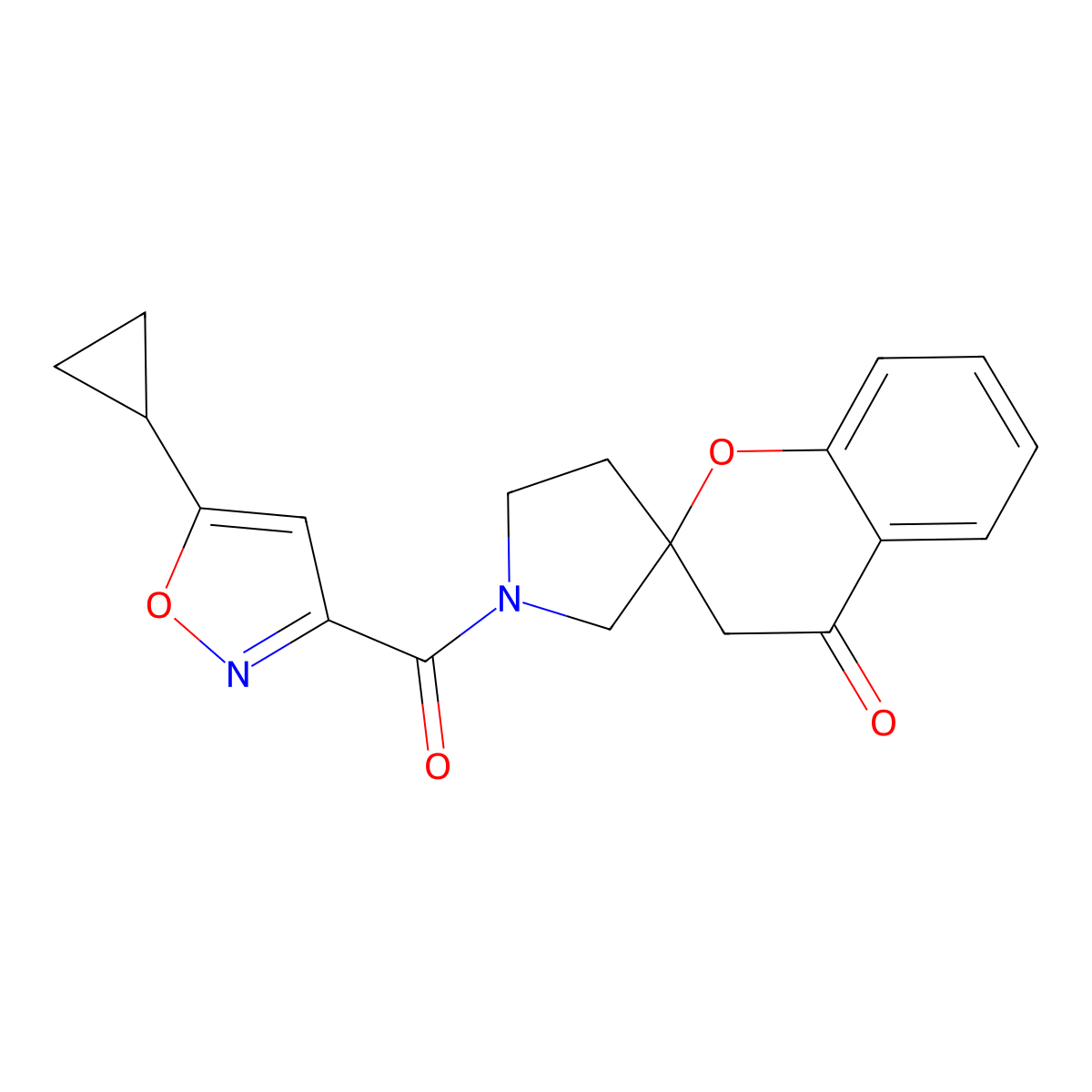 1'-(5-Cyclopropyl-1,2-oxazole-3-carbonyl)-3,4-dihydrospiro[1-benzopyran-2,3'-pyrrolidine]-4-one molecular structure, CAS 1705899-31-5