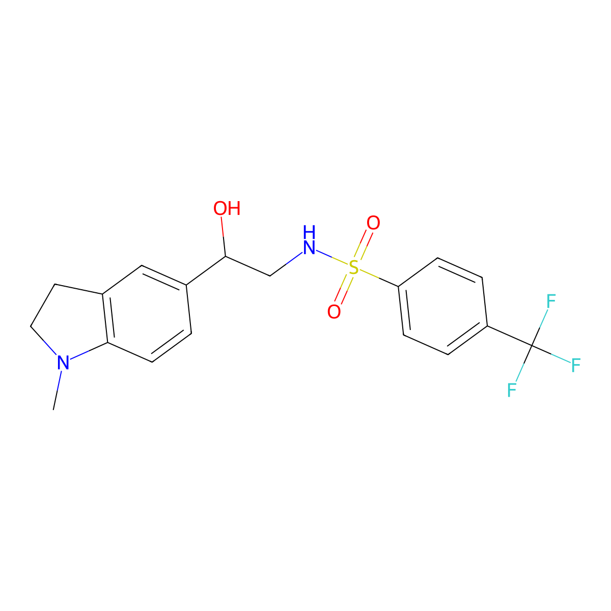 N-(2-hydroxy-2-(1-methylindolin-5-yl)ethyl)-4-(trifluoromethyl)benzenesulfonamide molecular structure, CAS 1705899-85-9