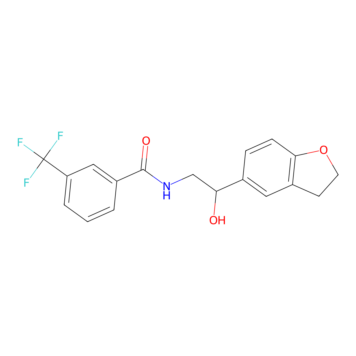 N-(2-(2,3-dihydrobenzofuran-5-yl)-2-hydroxyethyl)-3-(trifluoromethyl)benzamide molecular structure, CAS 1705901-46-7