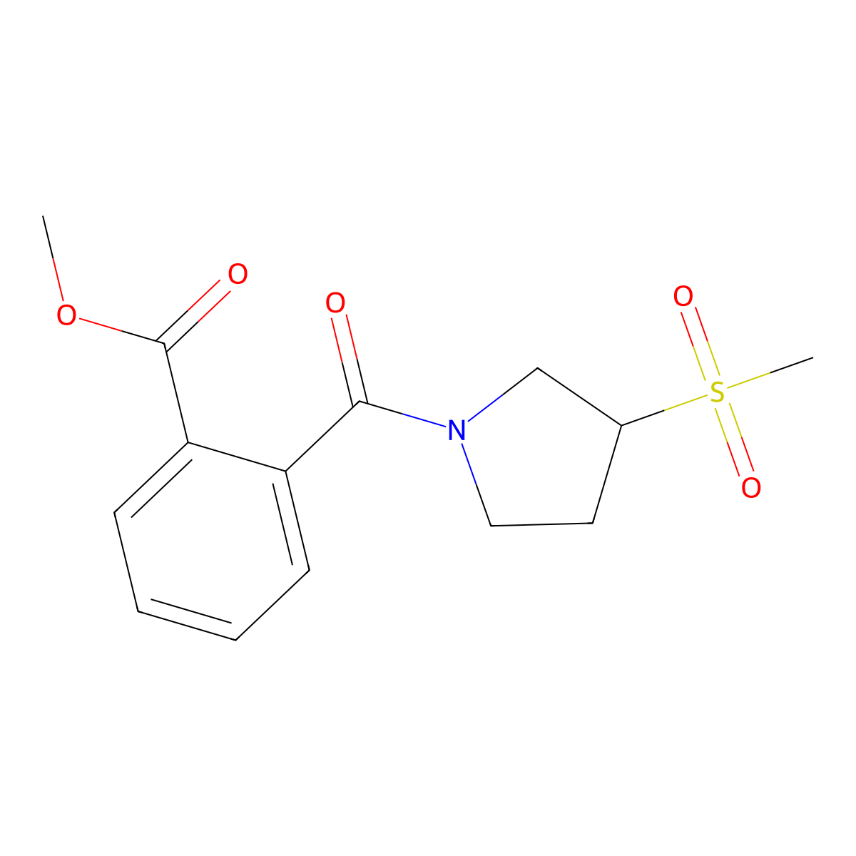 Methyl 2-(3-methanesulfonylpyrrolidine-1-carbonyl)benzoate molecular structure, CAS 1705901-74-1