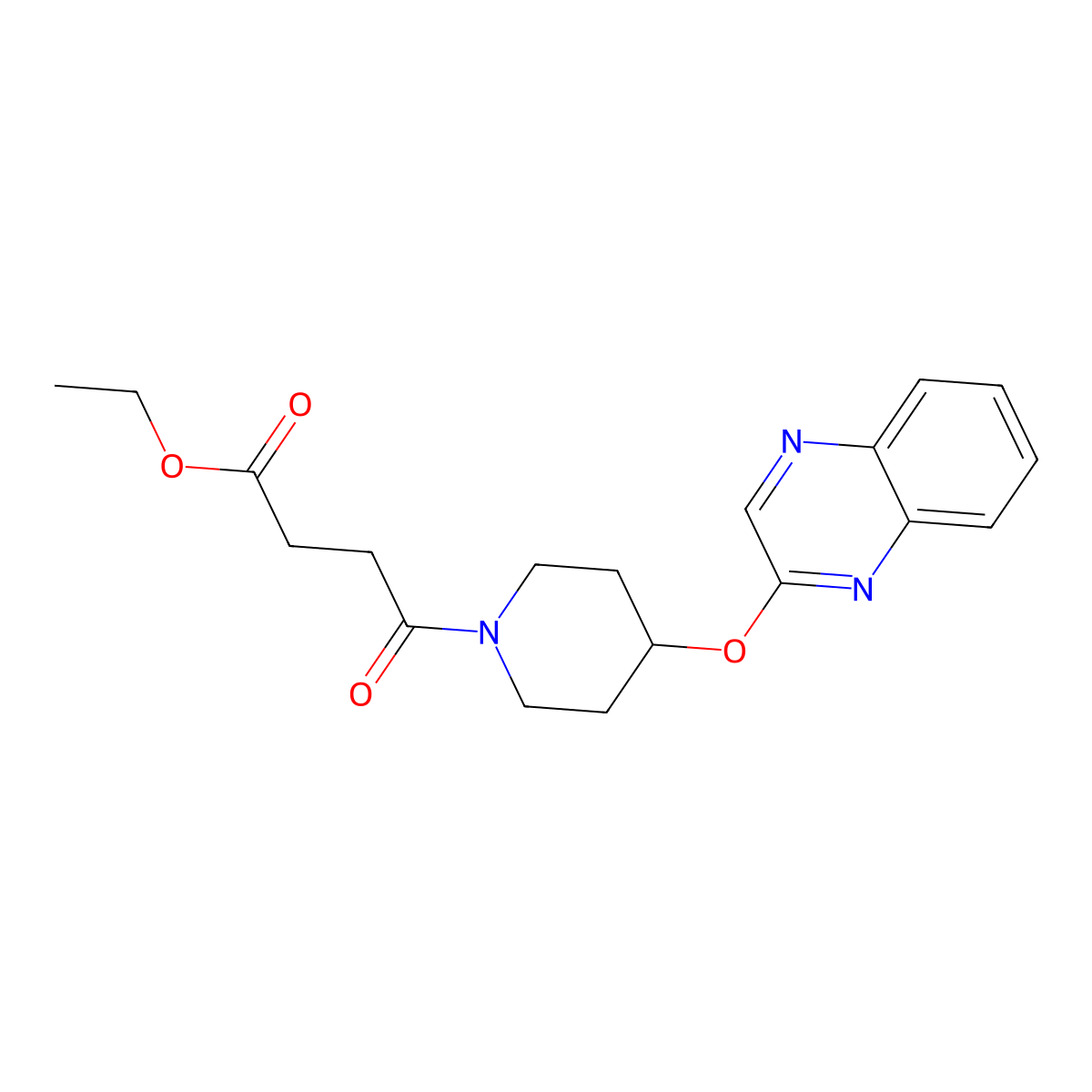Ethyl 4-oxo-4-(4-(quinoxalin-2-yloxy)piperidin-1-yl)butanoate molecular structure, CAS 1705903-61-2