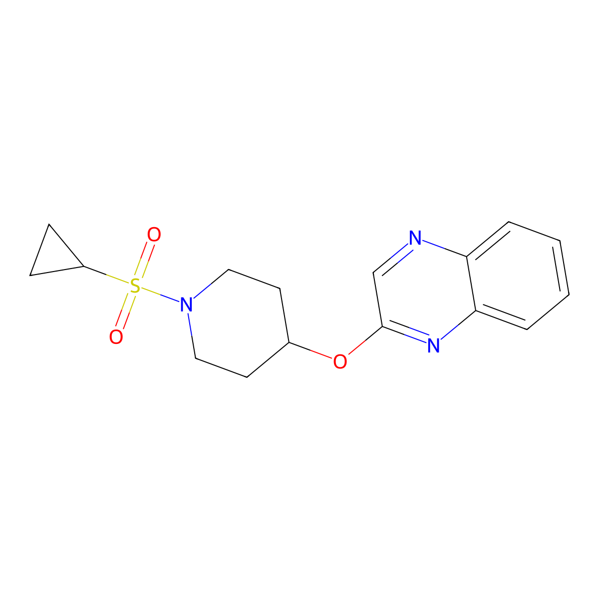 2-((1-(Cyclopropylsulfonyl)piperidin-4-yl)oxy)quinoxaline molecular structure, CAS 1705904-49-9