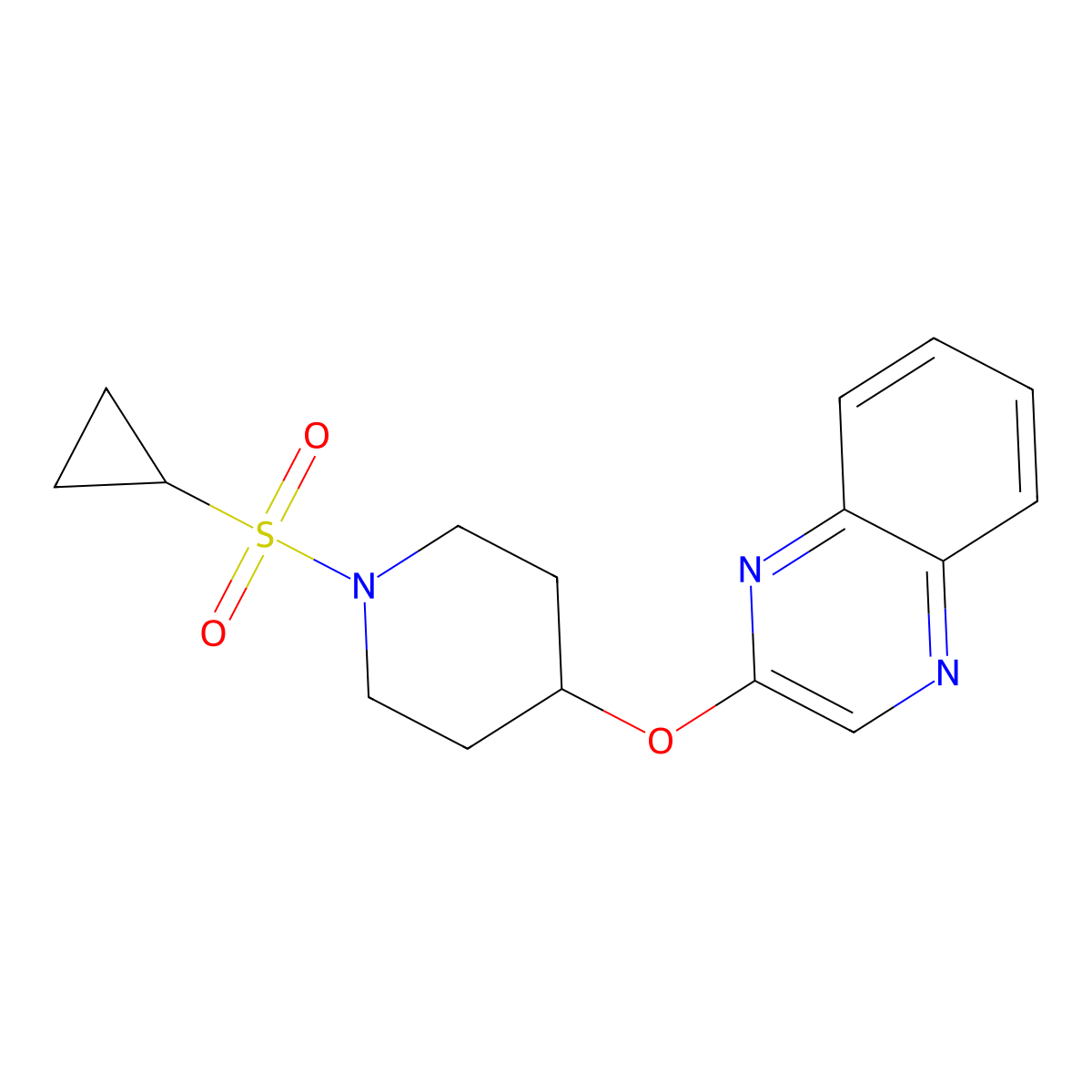 2-((1-(Cyclopropylsulfonyl)piperidin-4-yl)oxy)quinoxaline molecular structure, CAS 1705904-49-9