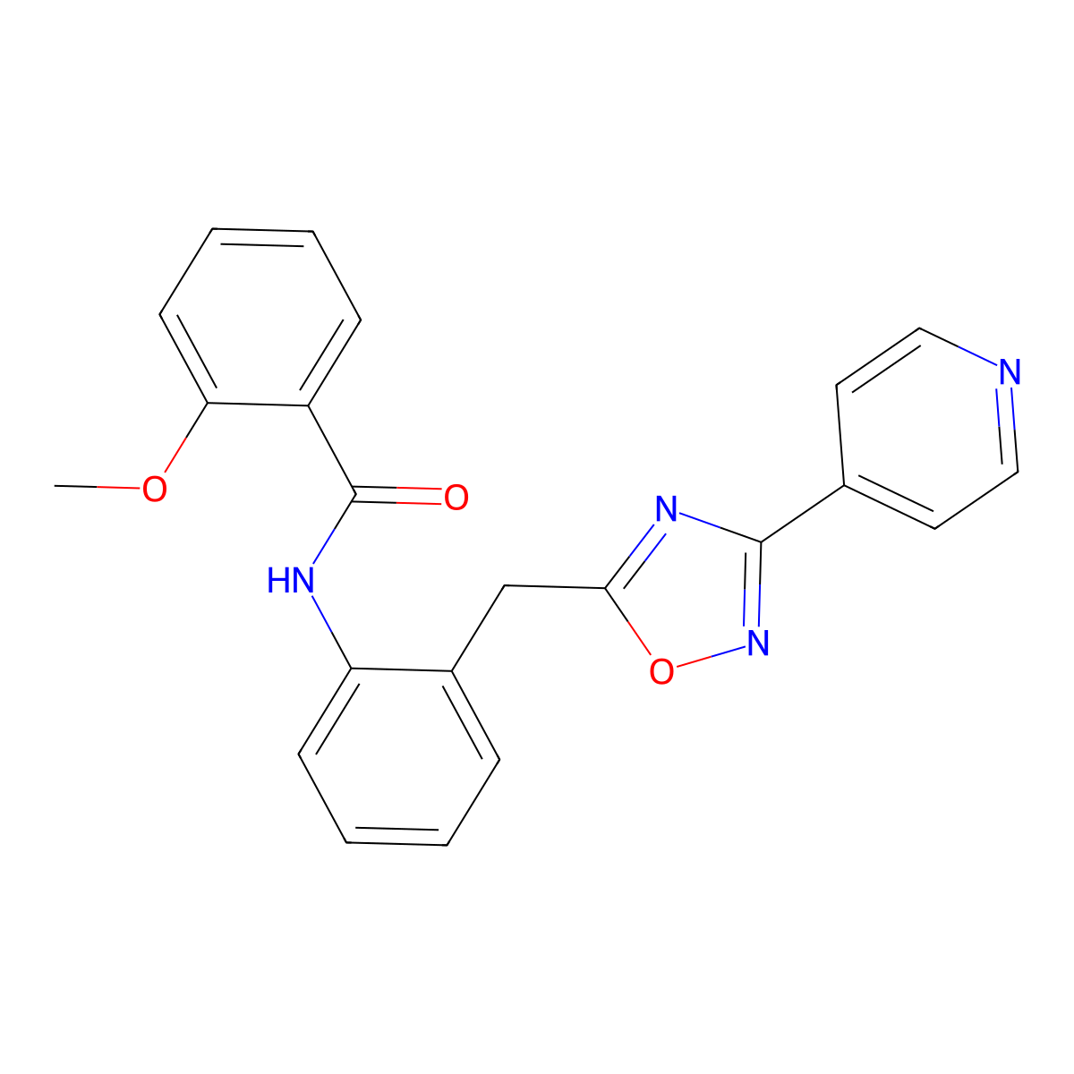2-methoxy-N-(2-((3-(pyridin-4-yl)-1,2,4-oxadiazol-5-yl)methyl)phenyl)benzamide molecular structure, CAS 1705906-37-1