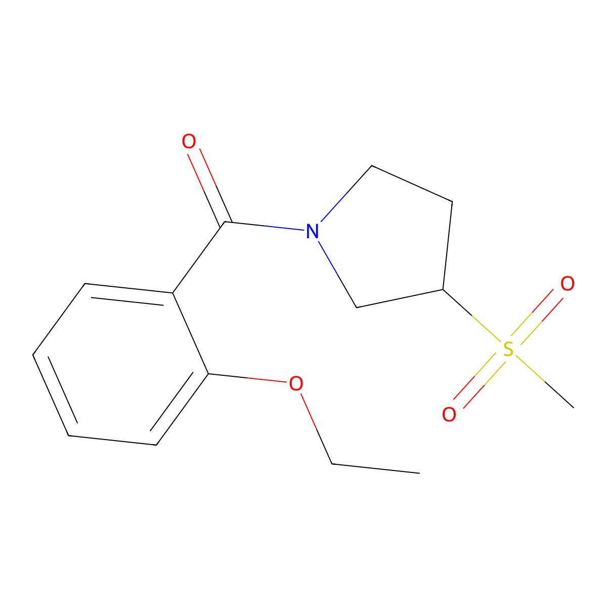 (2-Ethoxyphenyl)(3-(methylsulfonyl)pyrrolidin-1-yl)methanone molecular structure, CAS 1705916-25-1
