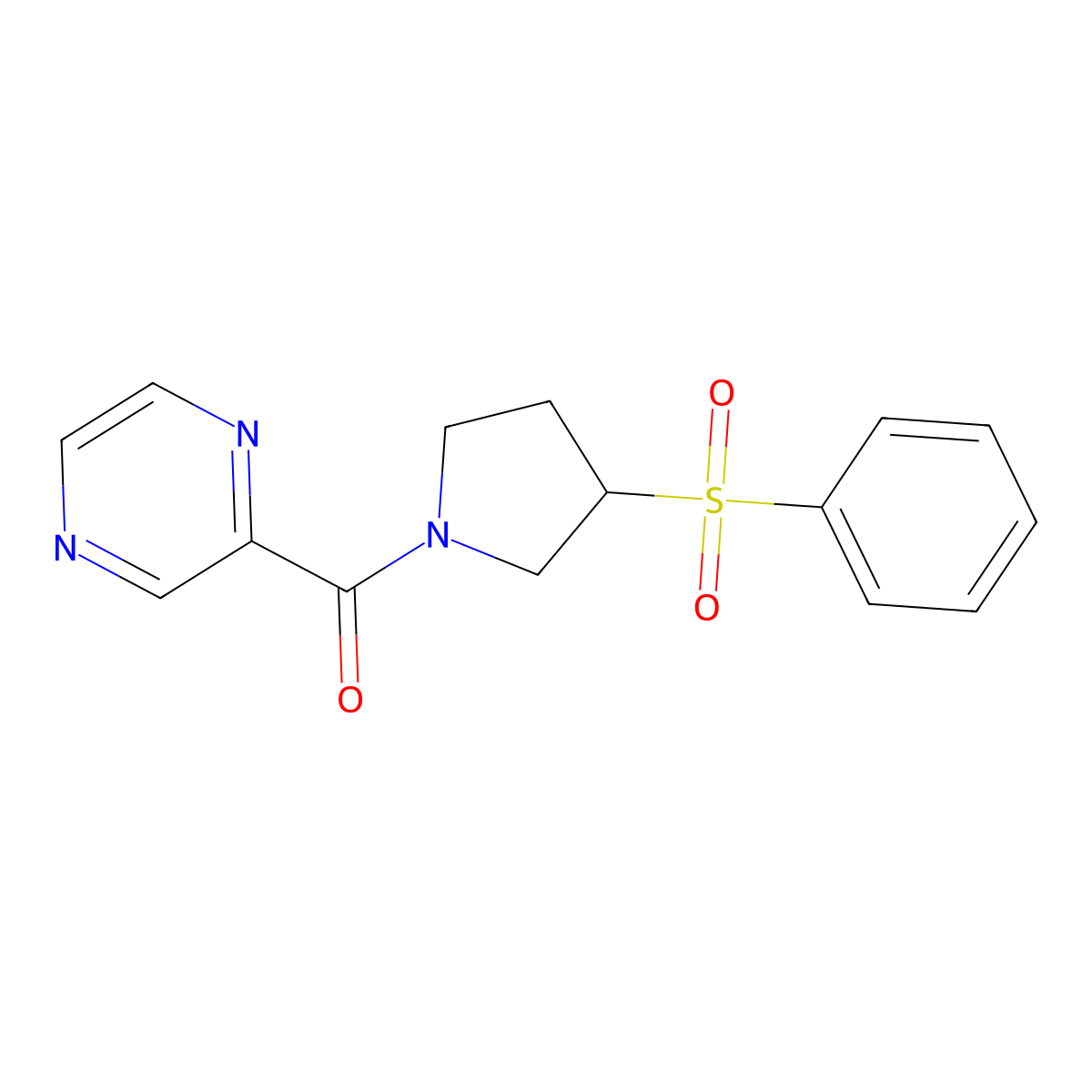 (3-(Phenylsulfonyl)pyrrolidin-1-yl)(pyrazin-2-yl)methanone molecular structure, CAS 1705918-16-6