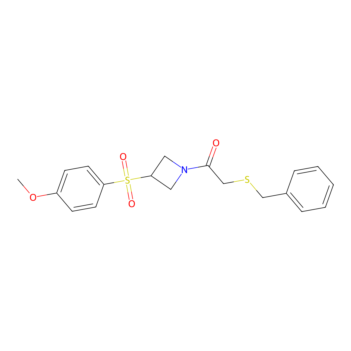 2-(Benzylthio)-1-(3-((4-methoxyphenyl)sulfonyl)azetidin-1-yl)ethanone molecular structure, CAS 1705919-25-0