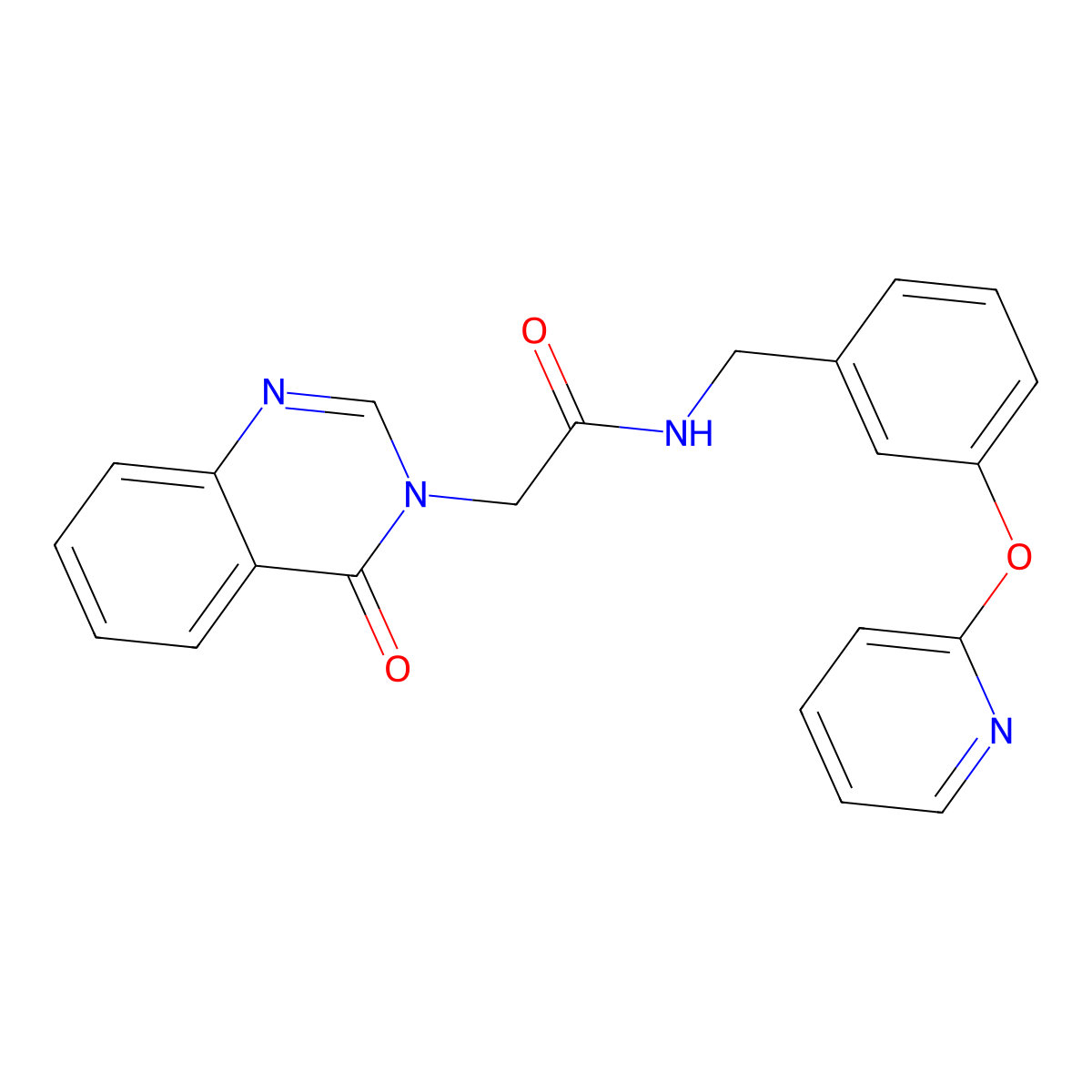 2-(4-oxoquinazolin-3(4H)-yl)-N-(3-(pyridin-2-yloxy)benzyl)acetamide molecular structure, CAS 1705920-76-8