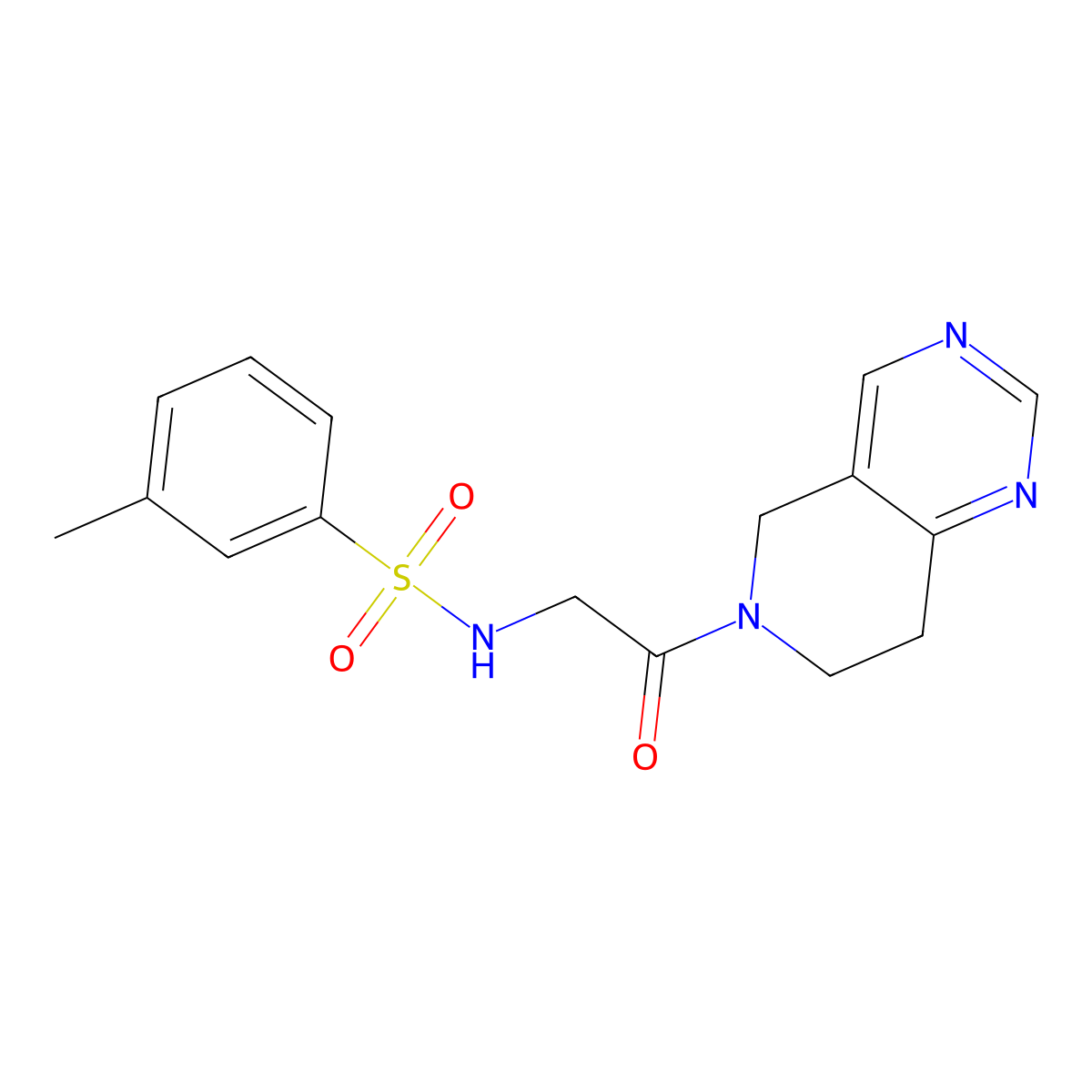 N-(2-(7,8-dihydropyrido[4,3-d]pyrimidin-6(5H)-yl)-2-oxoethyl)-3-methylbenzenesulfonamide molecular structure, CAS 1705923-76-7